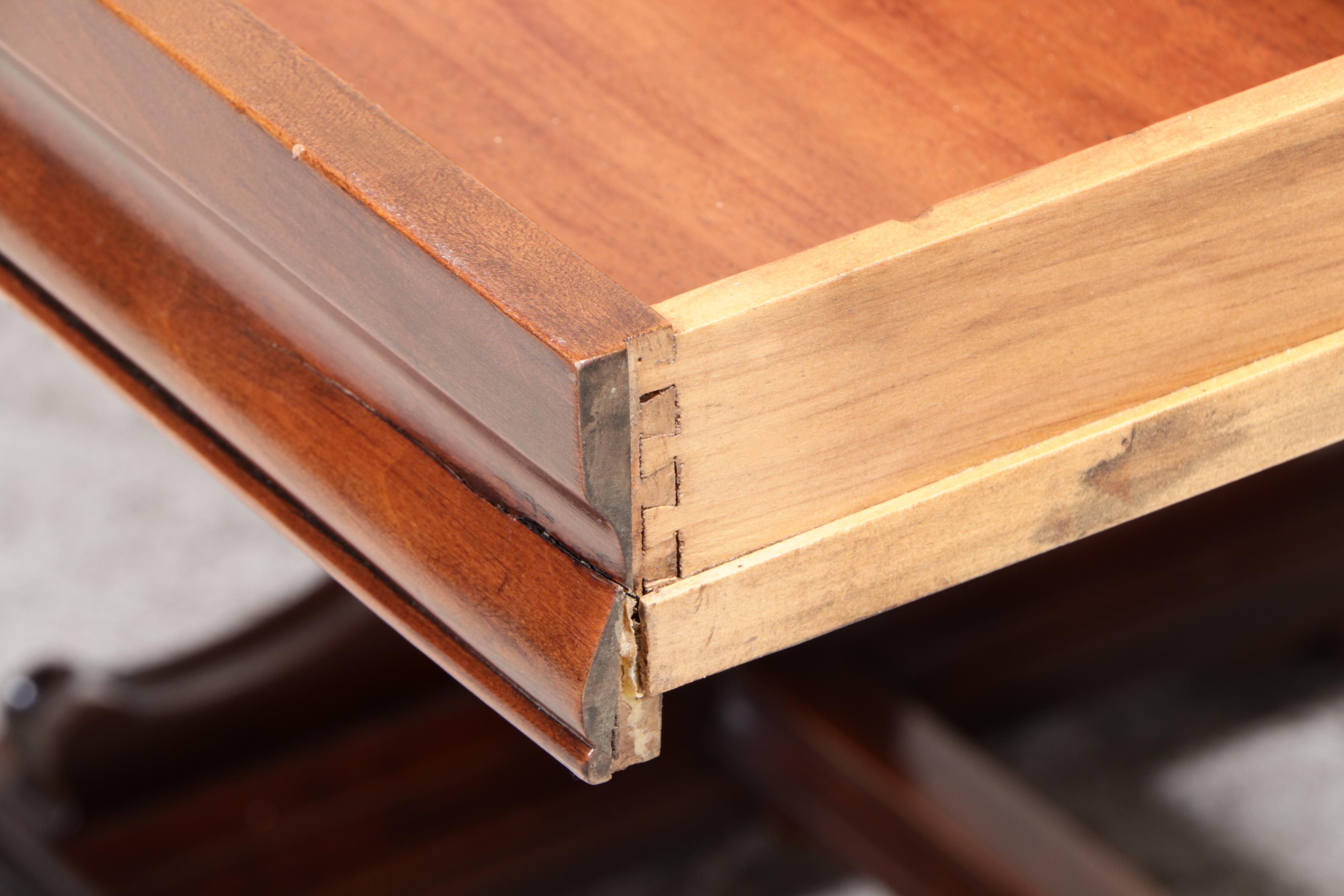 Jacobean Style Mahogany Trestle-Base Writing Table Plus Walnut Side Chair