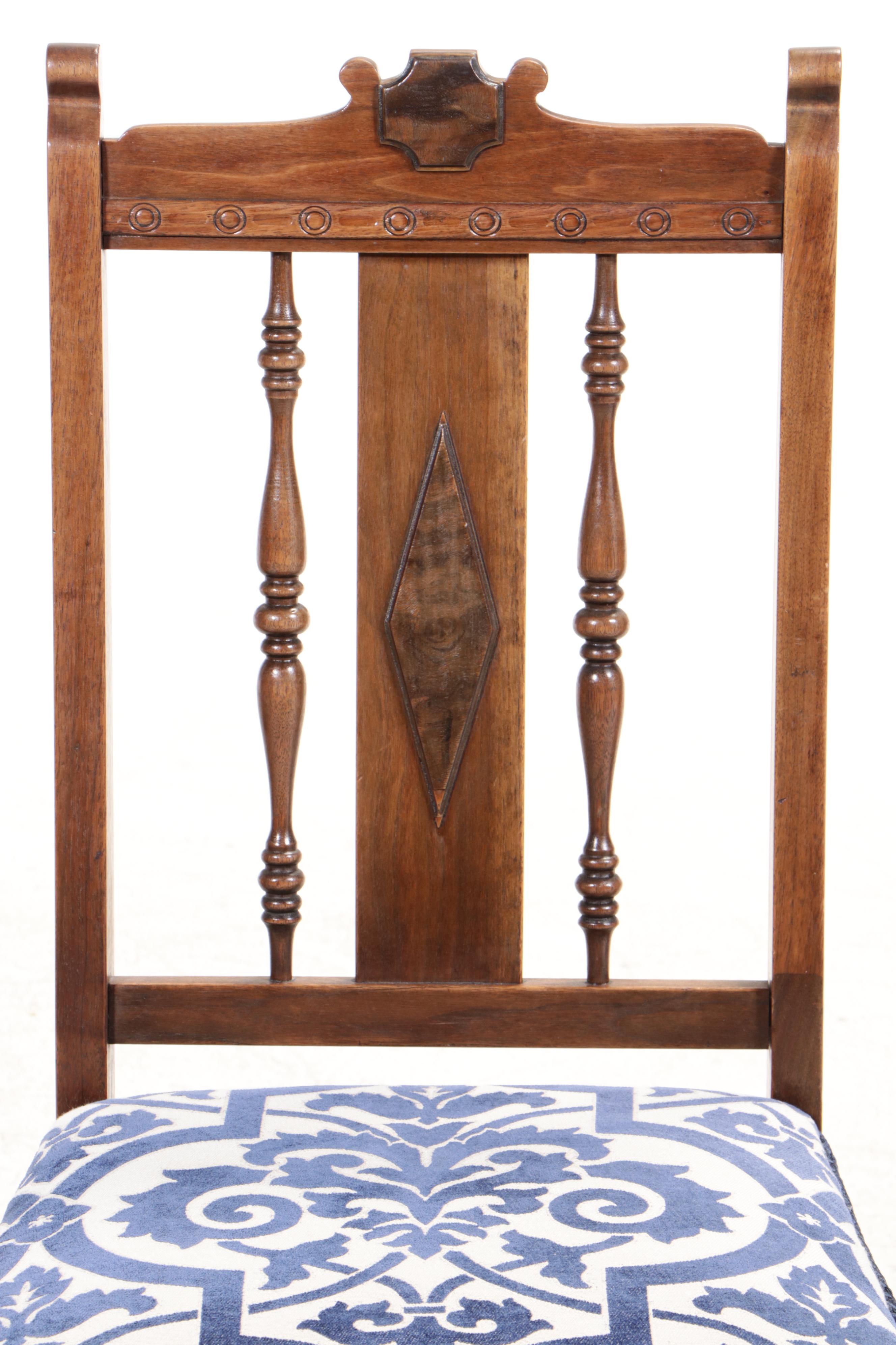 Jacobean Style Mahogany Trestle-Base Writing Table Plus Walnut Side Chair