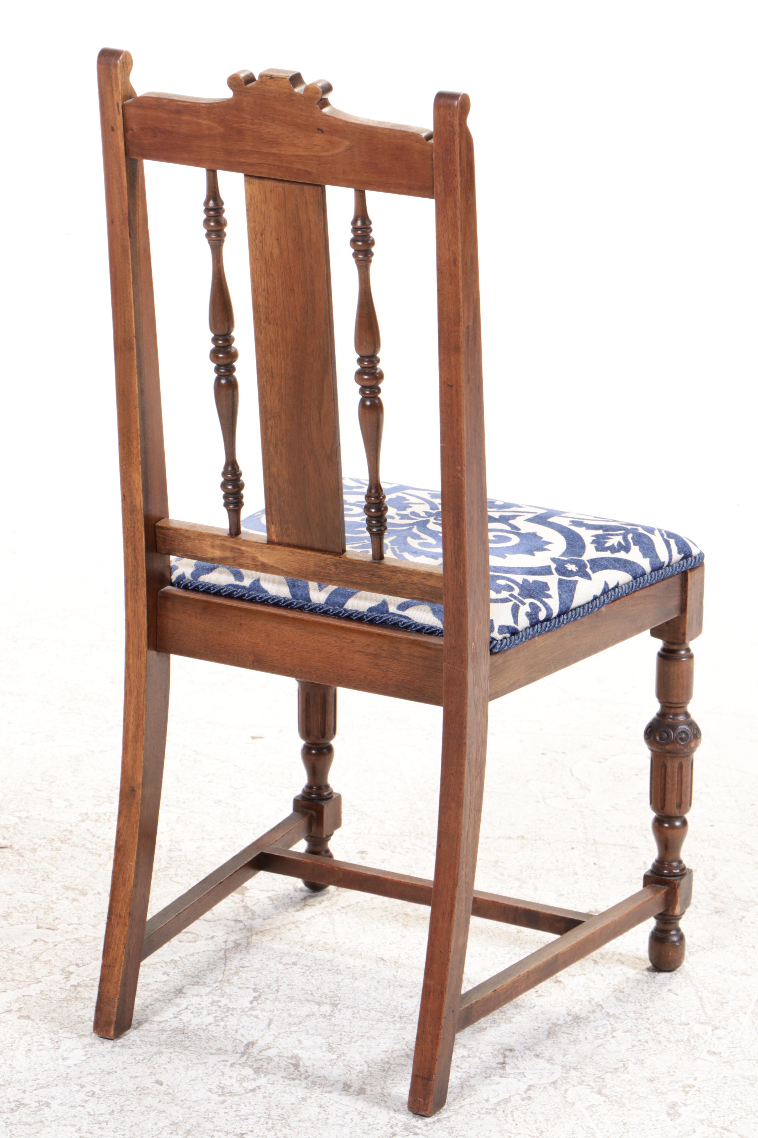 Jacobean Style Mahogany Trestle-Base Writing Table Plus Walnut Side Chair