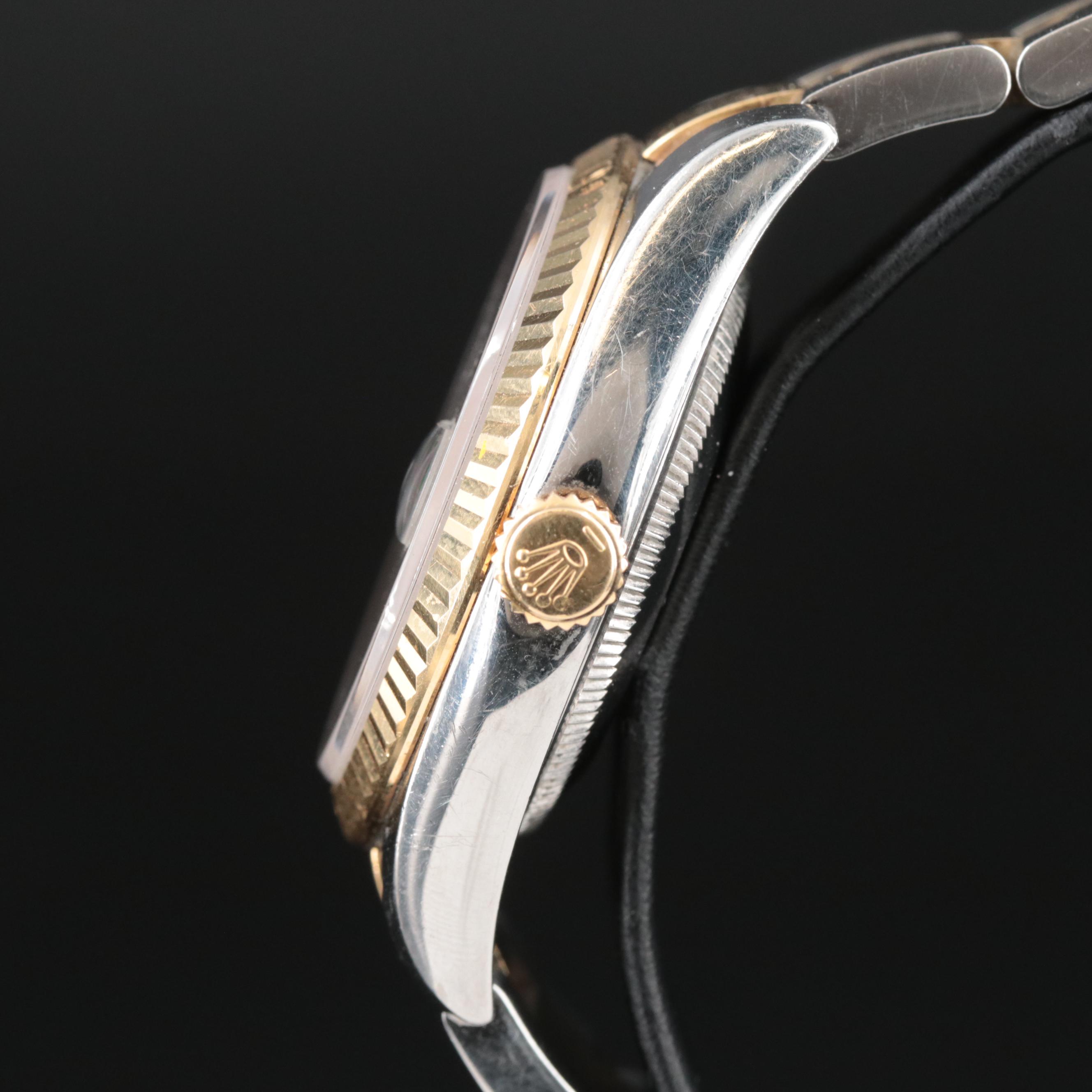 2006 Rolex Datejust Black Sunbeam and Roman Numeral Dial Watch