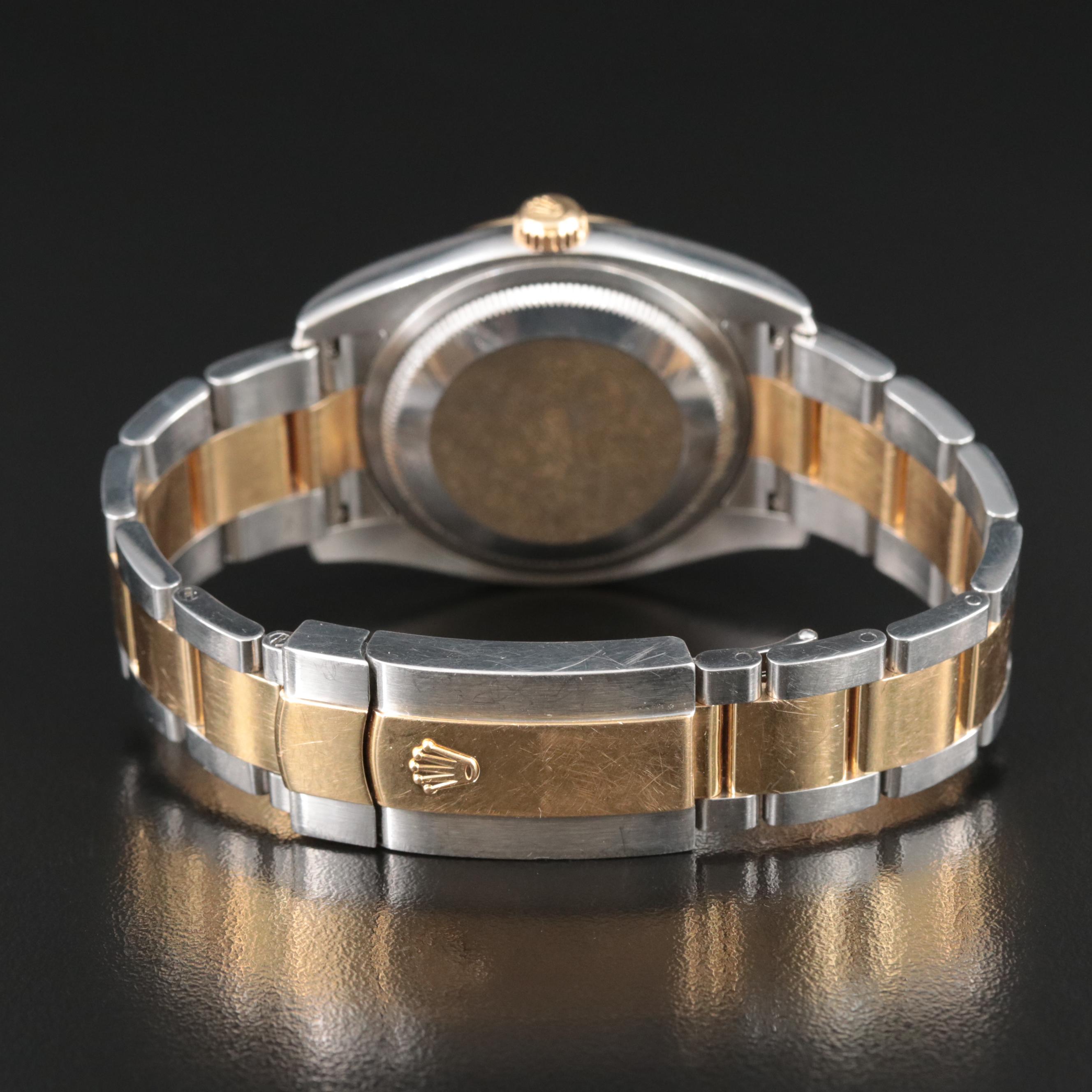 2006 Rolex Datejust Black Sunbeam and Roman Numeral Dial Watch