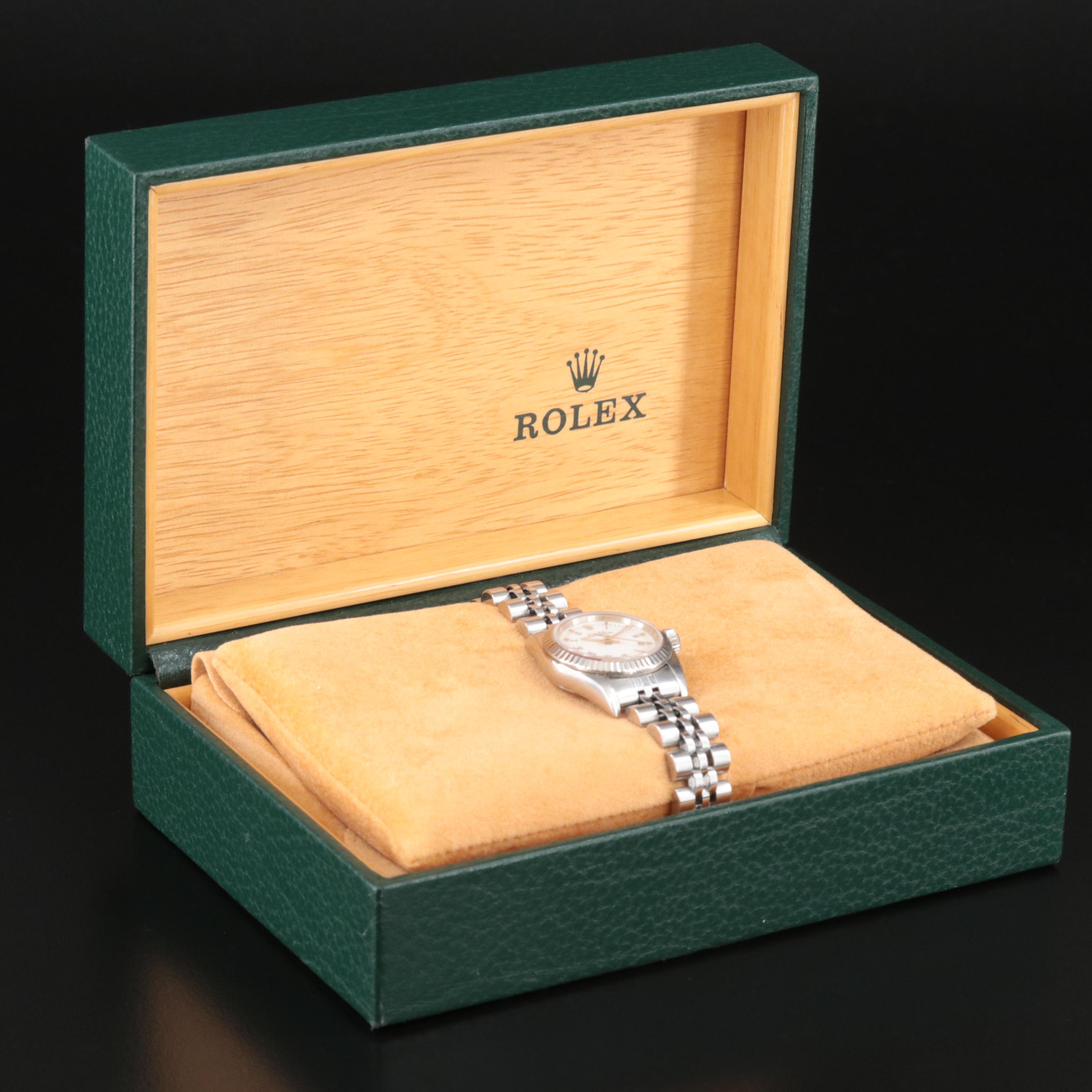 1996 Rolex Oyster Perpetual White Roman Dial Watch