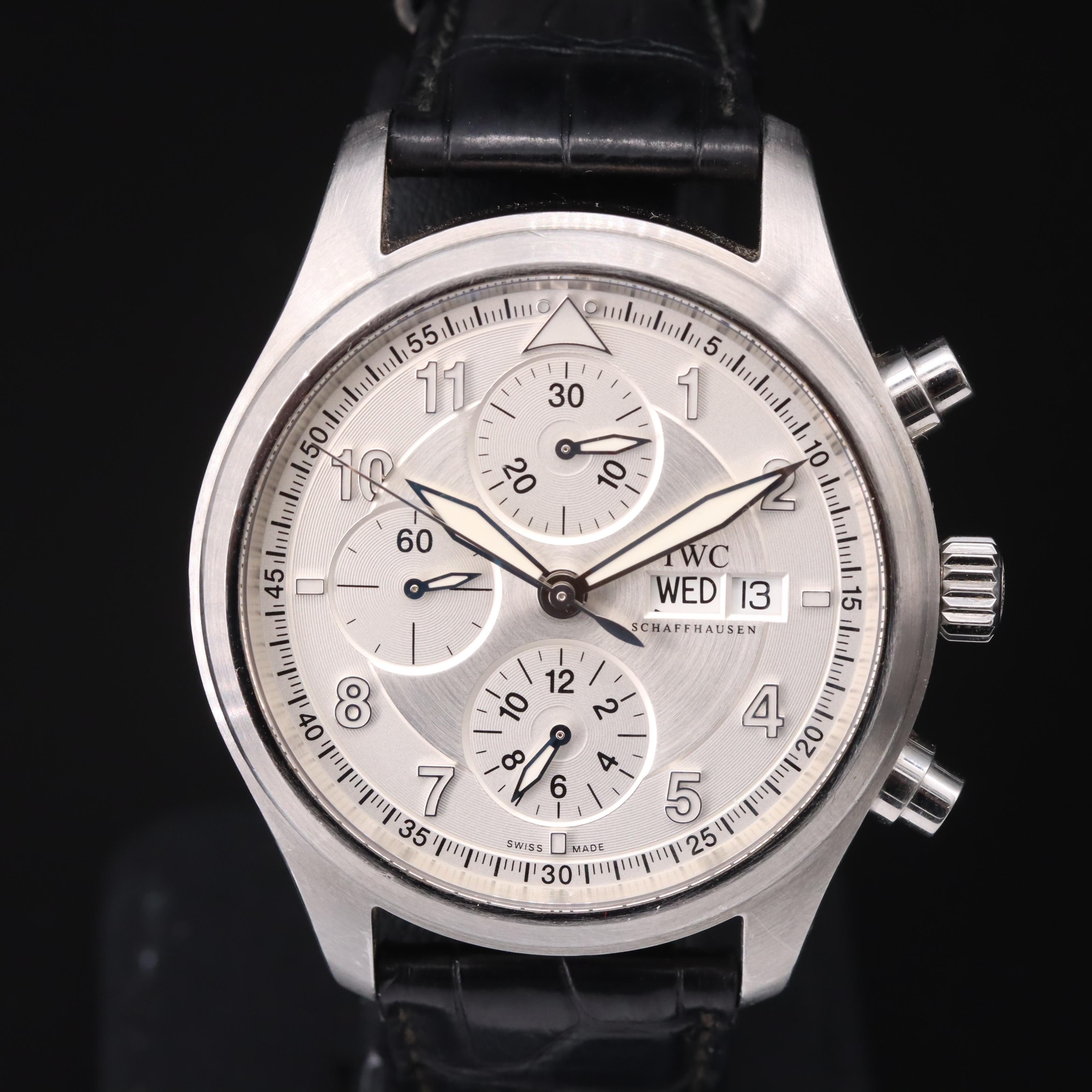 IWC Spitfire Pilot Chronograph Day-Date 42MM Steel Automatic Watch