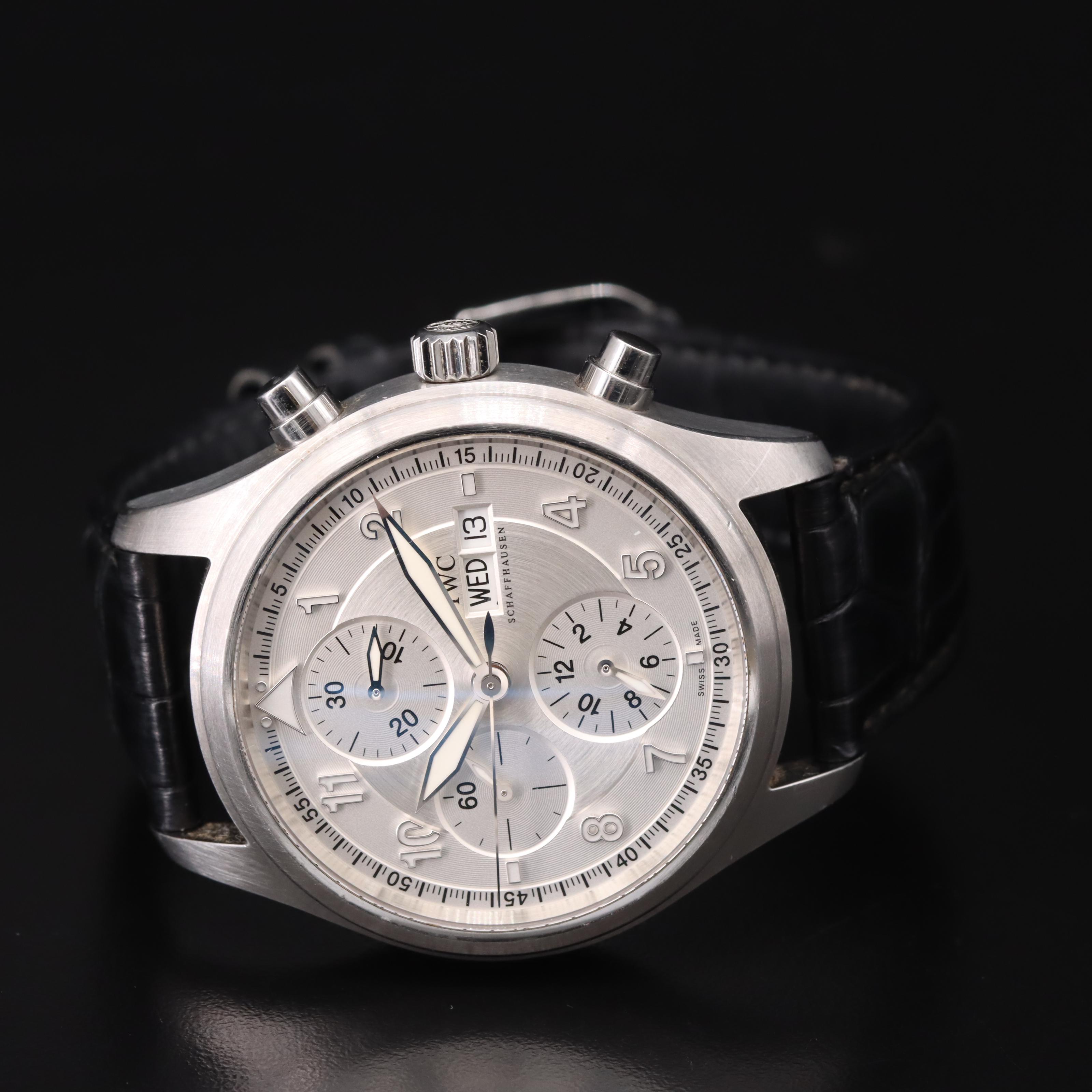 IWC Spitfire Pilot Chronograph Day-Date 42MM Steel Automatic Watch