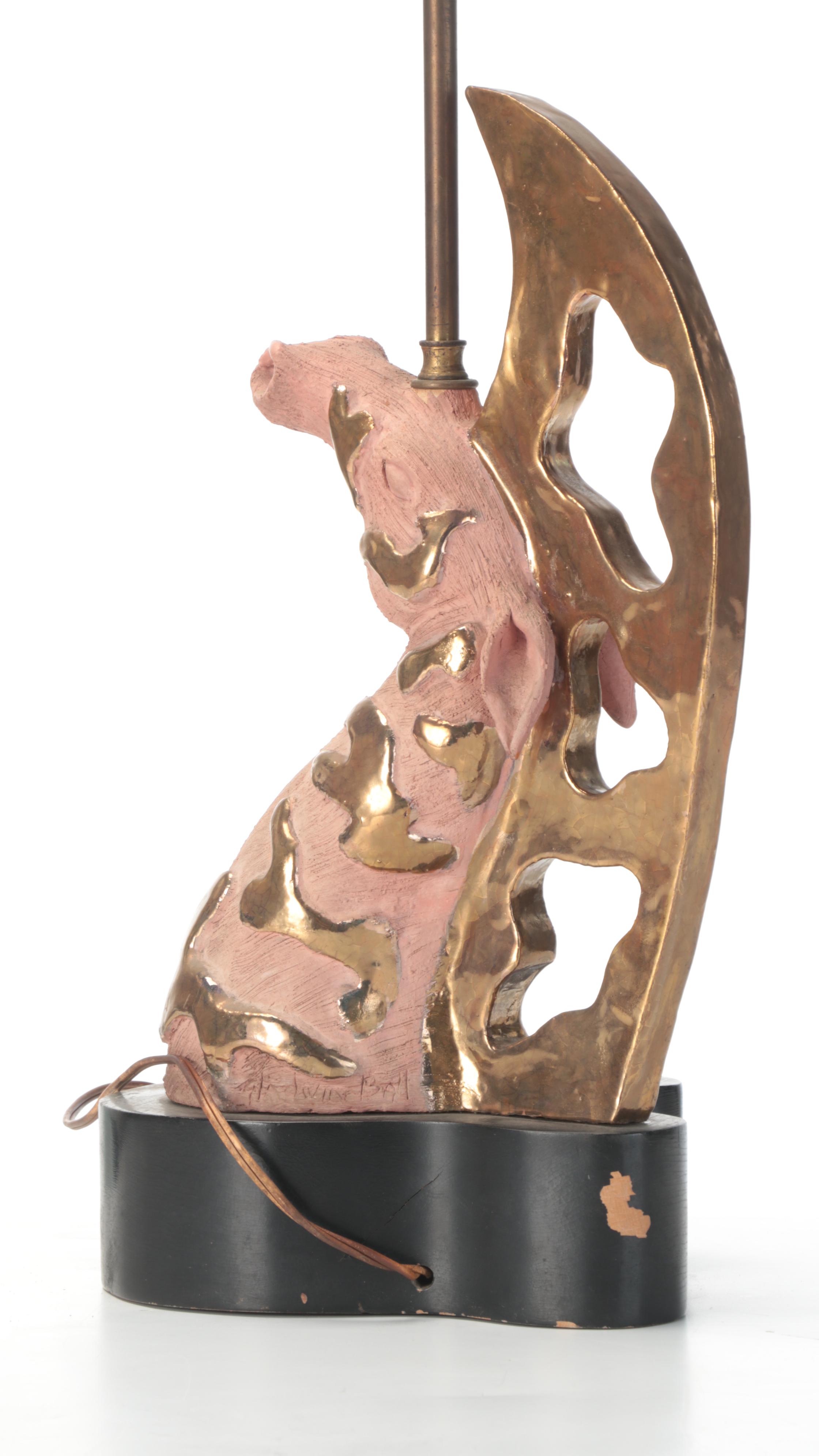 Parcel Gilt and Unglazed Trojan Horse Table Lamp, Mid to Late 20th Century