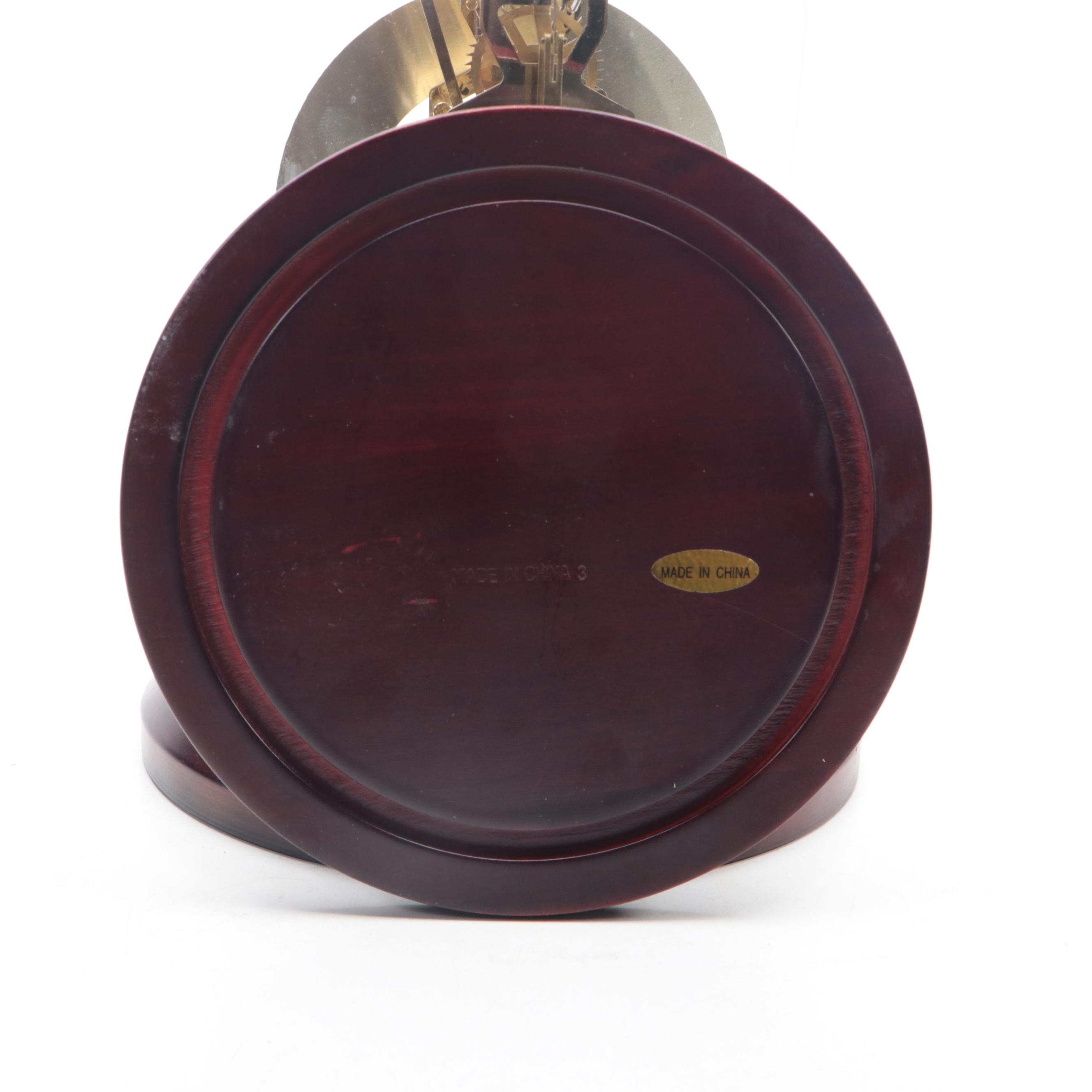 Brass Skeleton Gear Mantel Clock in Glass Case