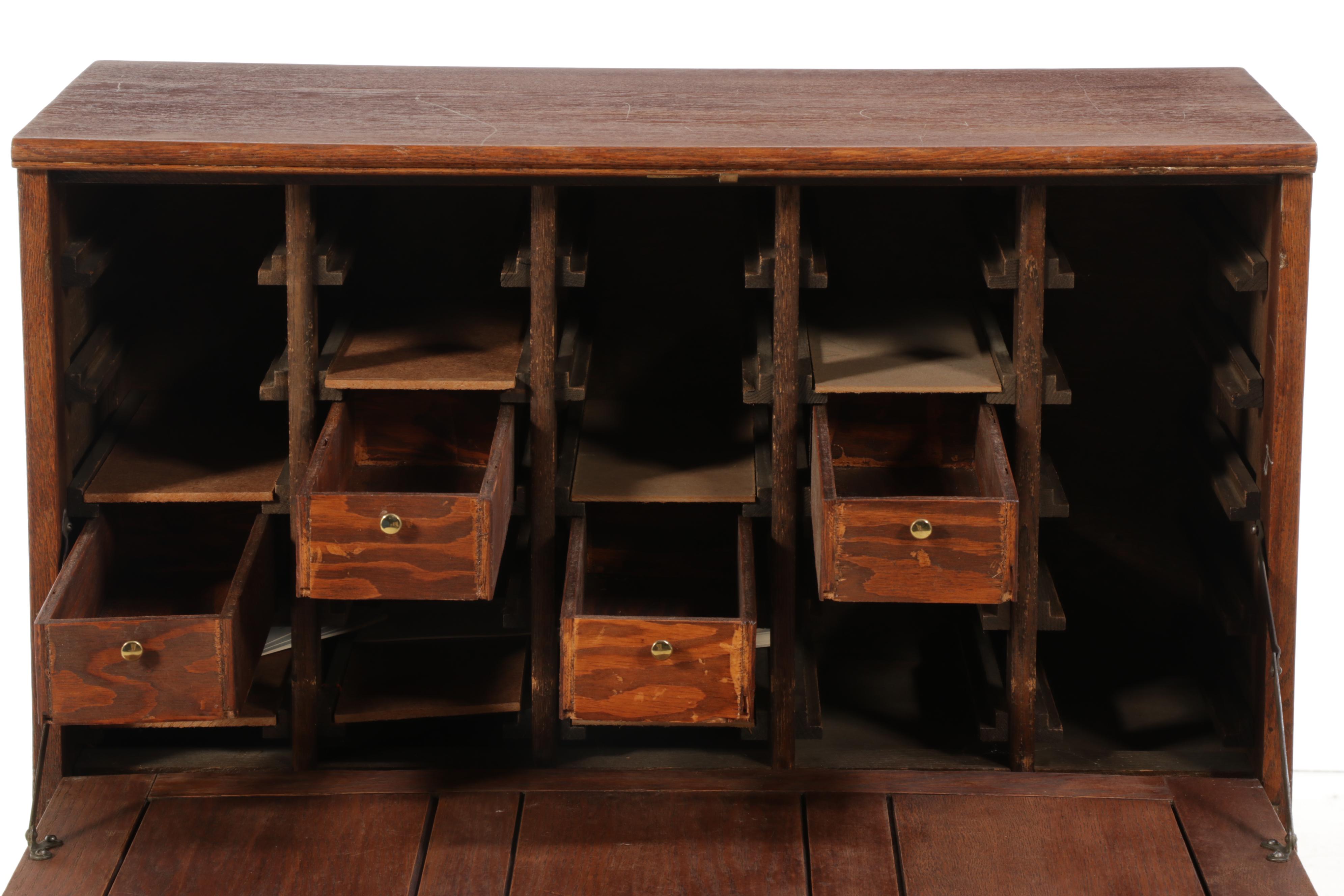 Double Stack Oak Index Card Cabinet, Circa 1900