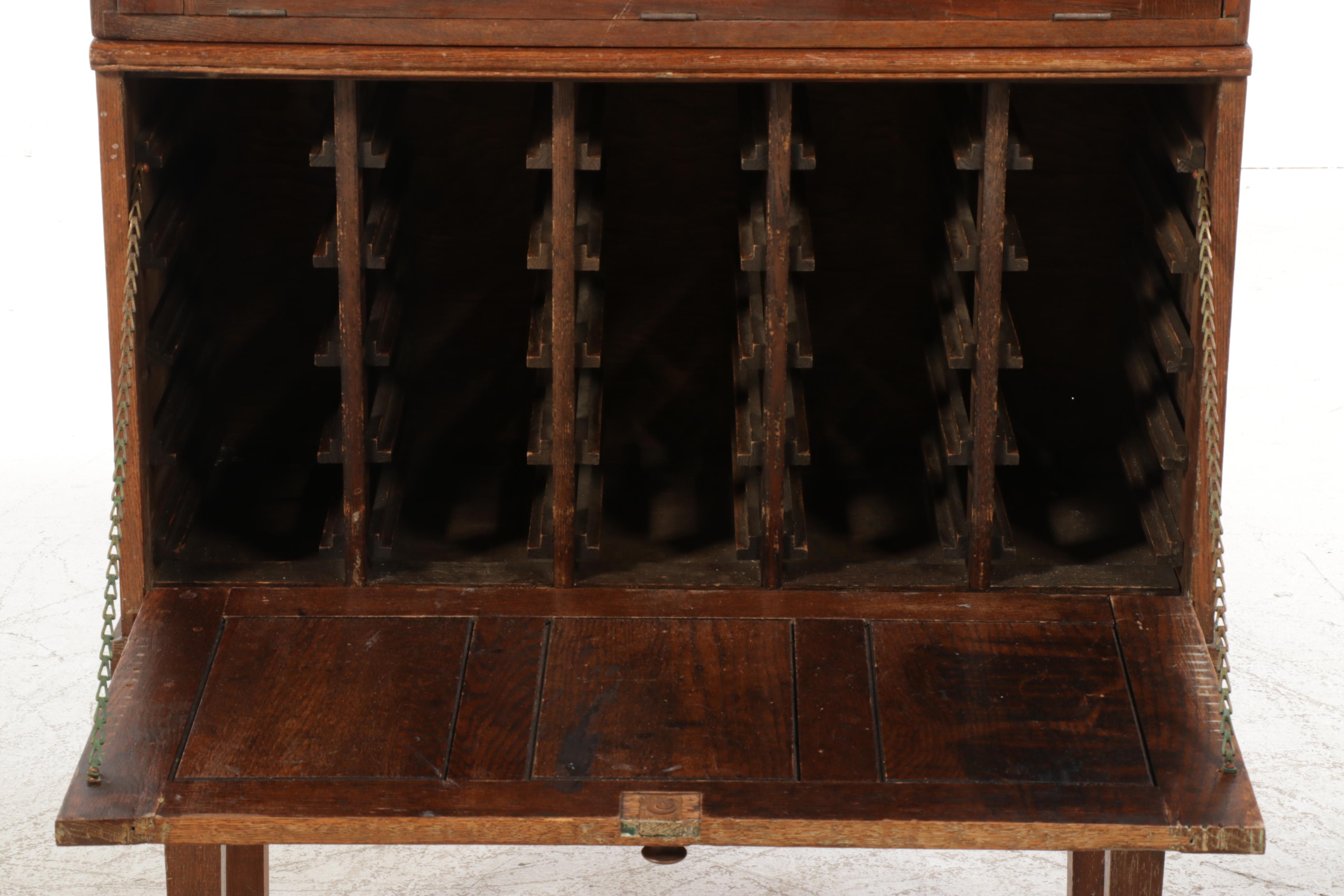 Double Stack Oak Index Card Cabinet, Circa 1900