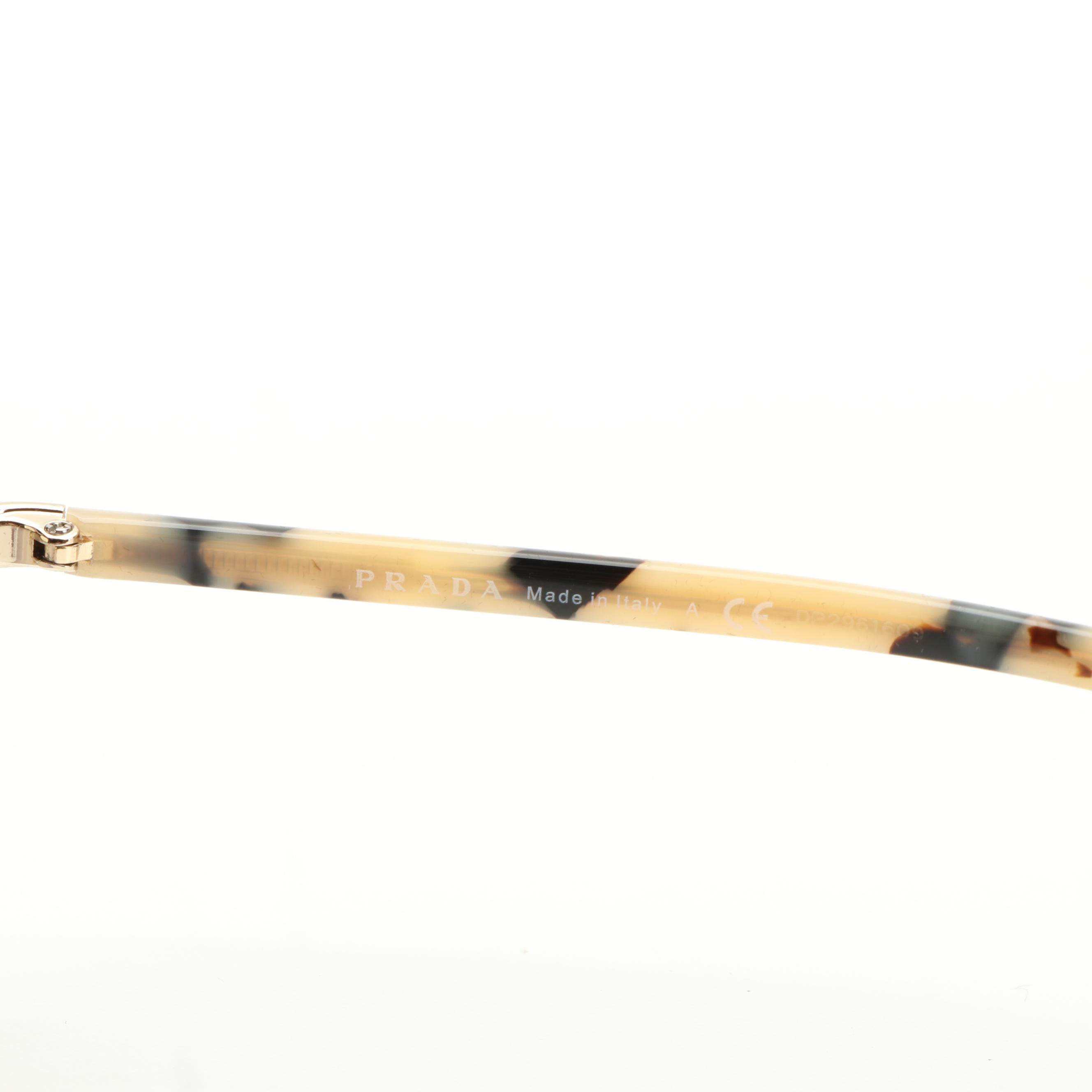 Prada PR68VS Round Light Brown and Blue Gradient Sunglasses With Case