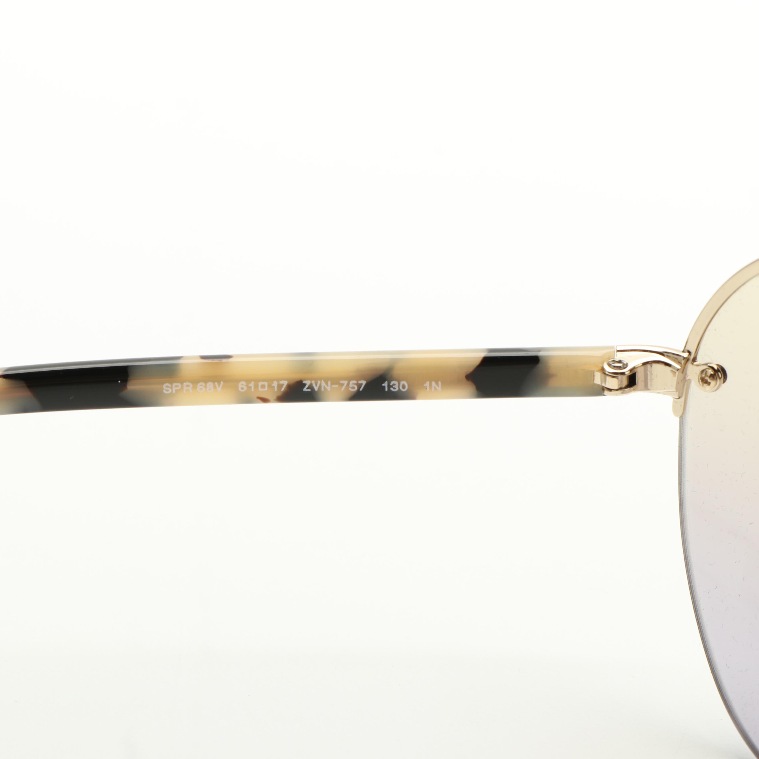 Prada PR68VS Round Light Brown and Blue Gradient Sunglasses With Case