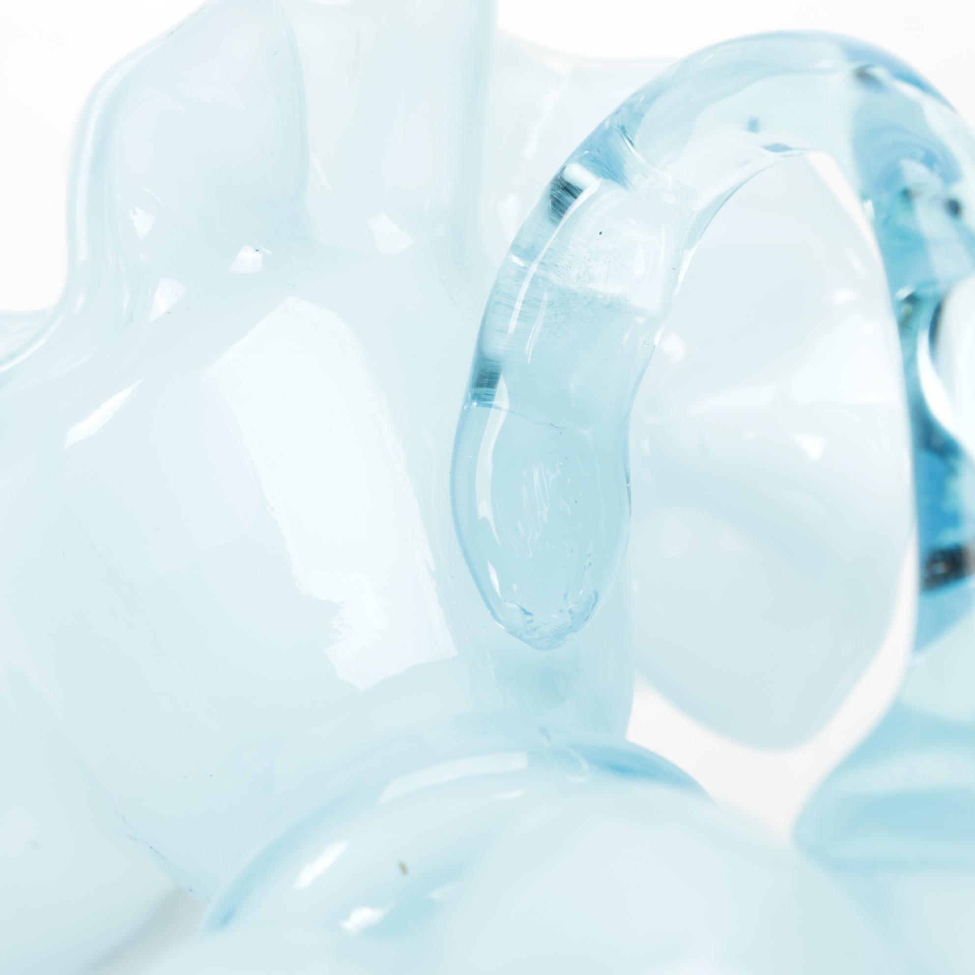 Fenton Blue Melon Pitcher and Vases  with Other Glass Decor