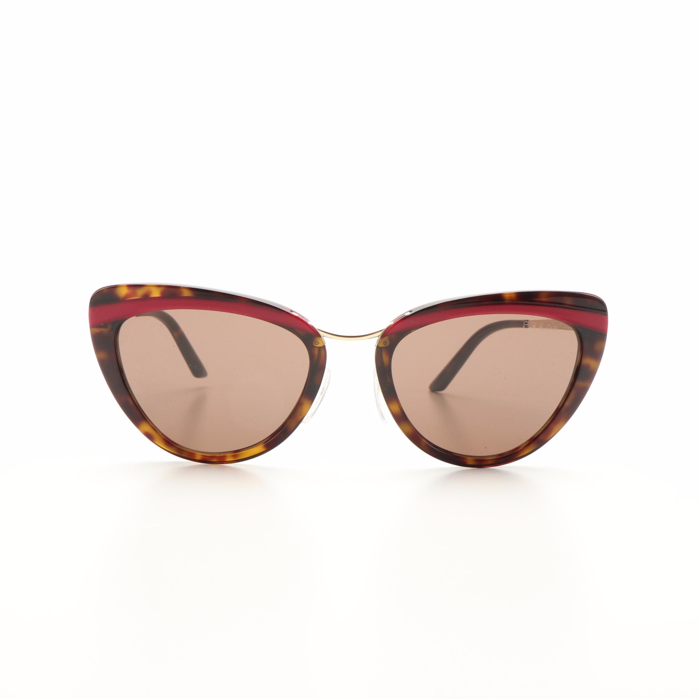 Prada PR25XS Cat-Eye Havana Red and Brown Sunglasses With Case