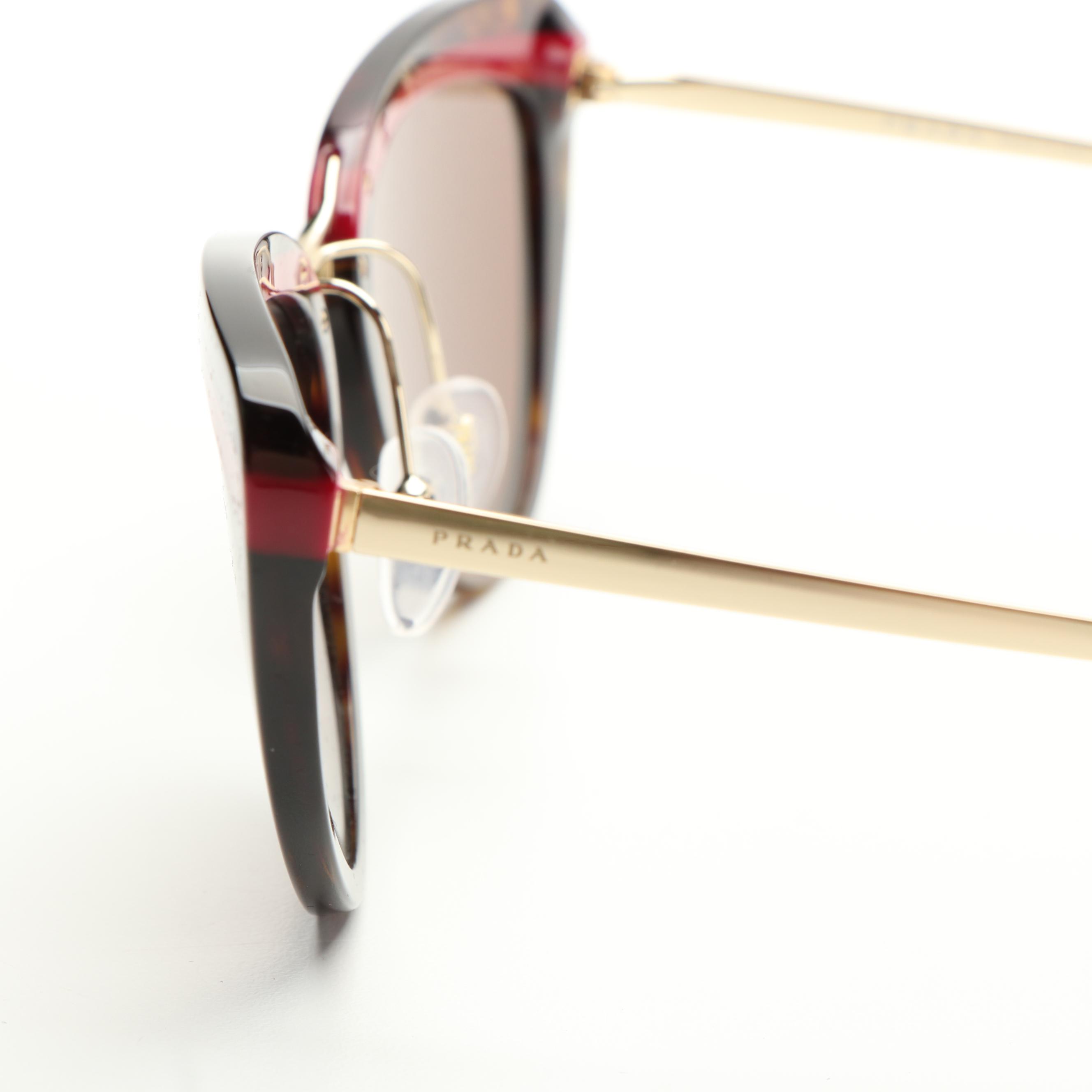 Prada PR25XS Cat-Eye Havana Red and Brown Sunglasses With Case