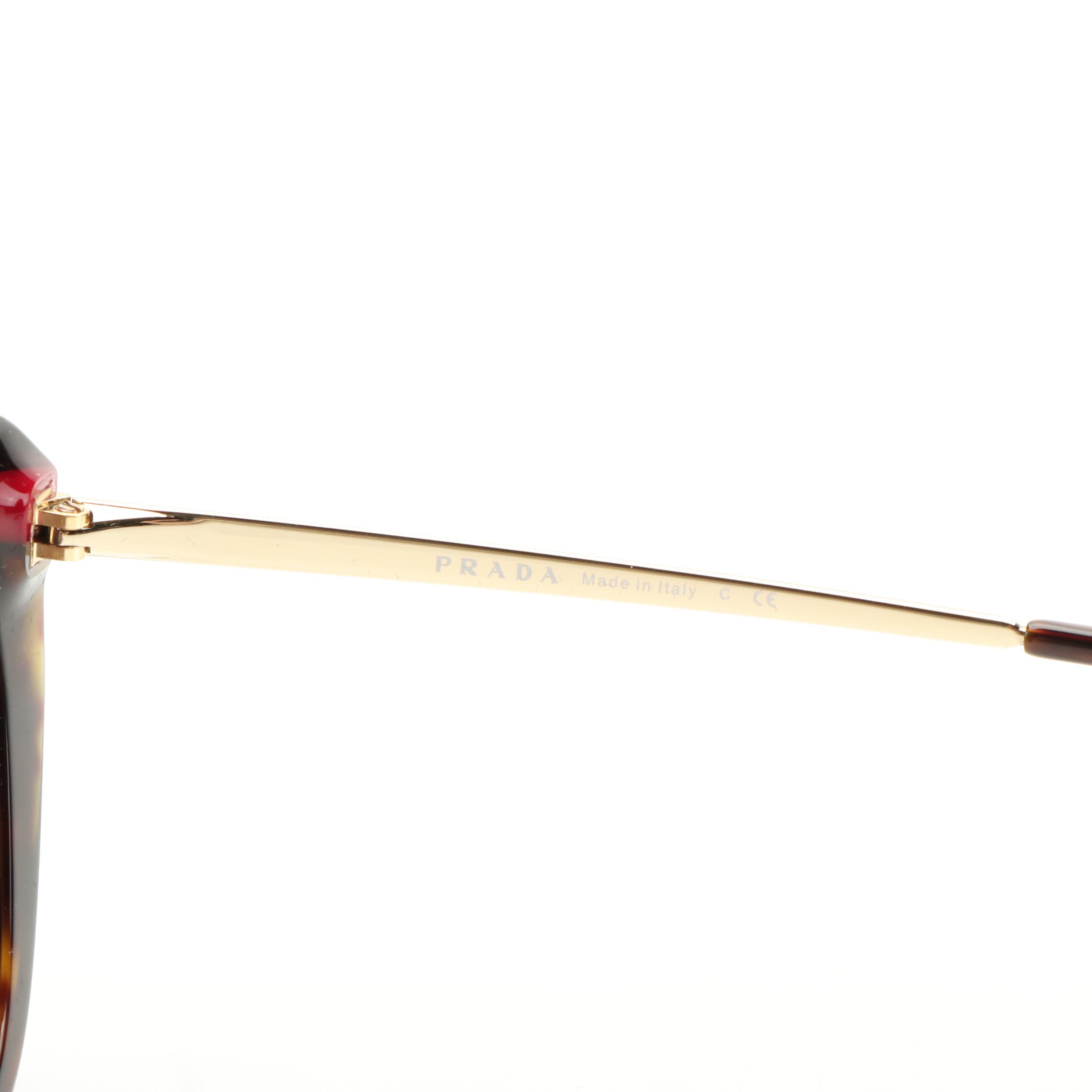 Prada PR25XS Cat-Eye Havana Red and Brown Sunglasses With Case