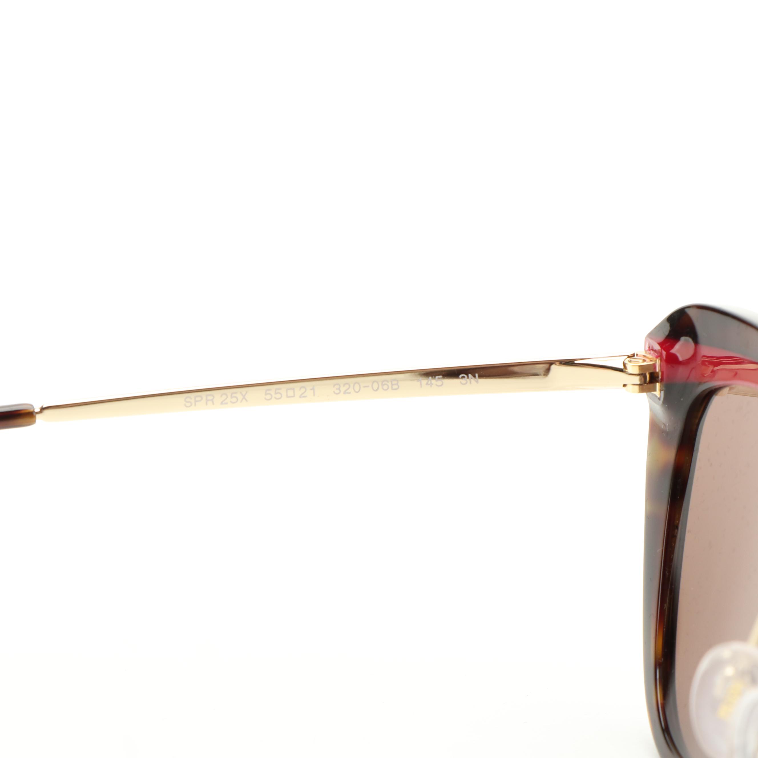 Prada PR25XS Cat-Eye Havana Red and Brown Sunglasses With Case