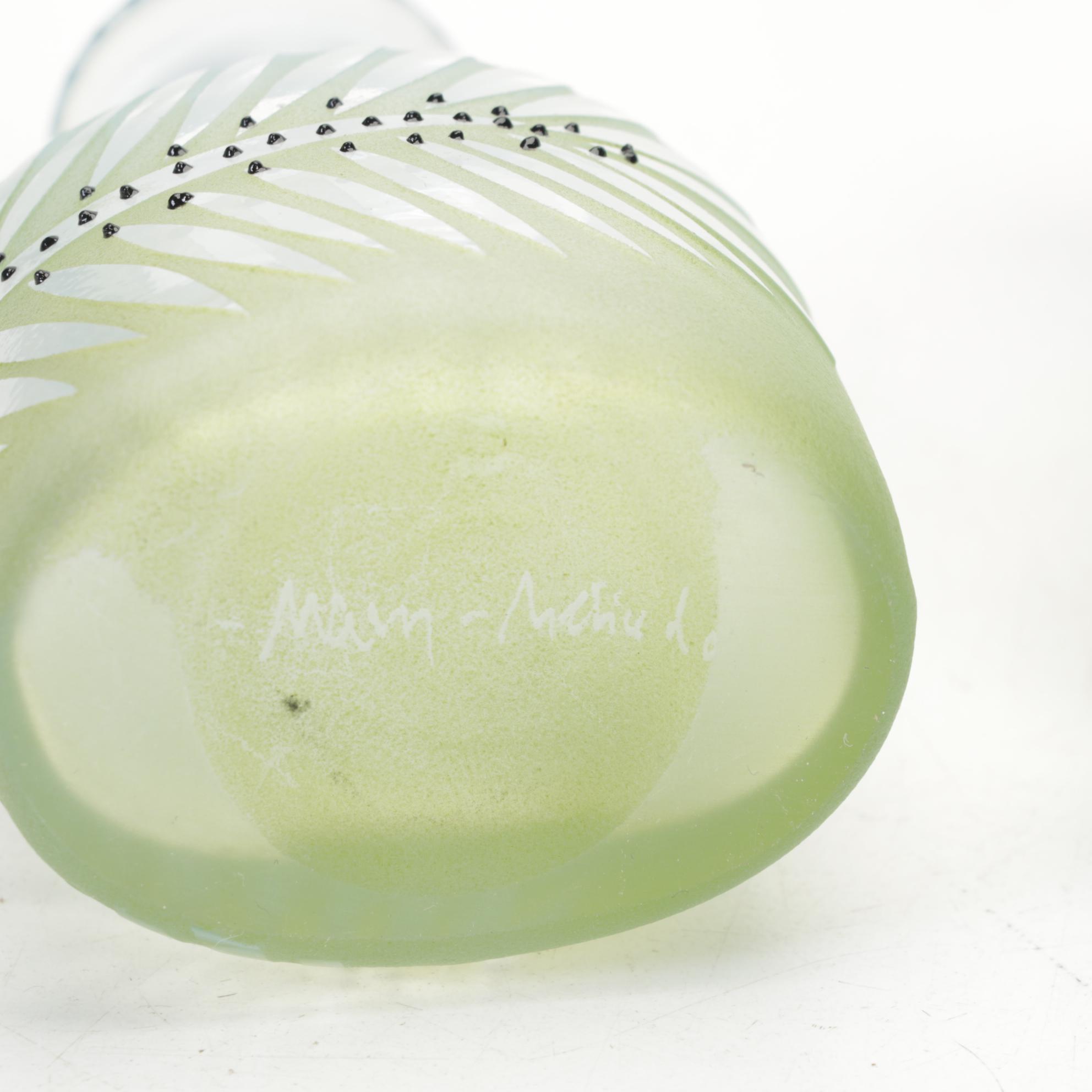 Fenton Blue Melon Pitcher and Vases  with Other Glass Decor