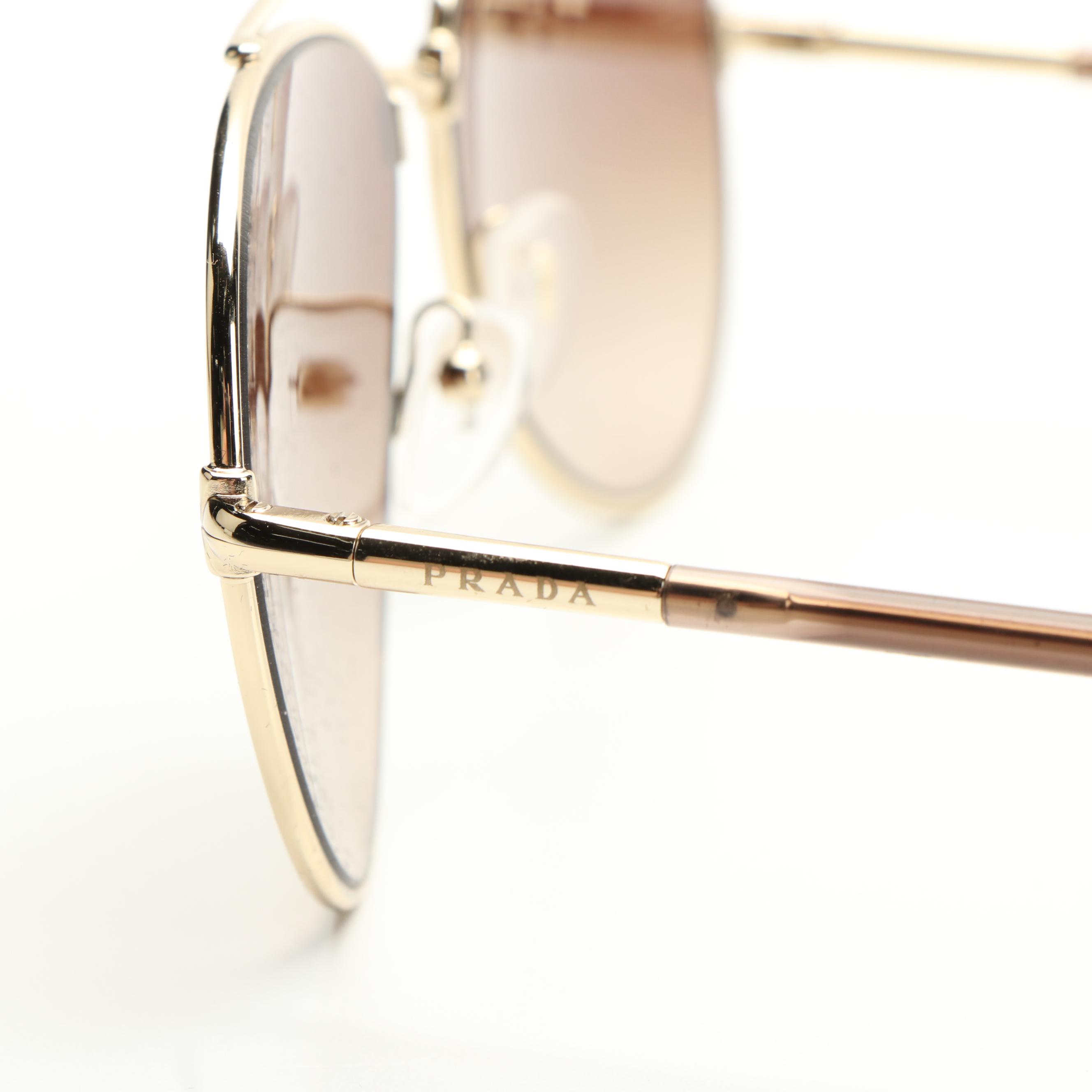 Prada PR66XS Aviator Oro Pallido Brown Gradient Sunglasses With Case