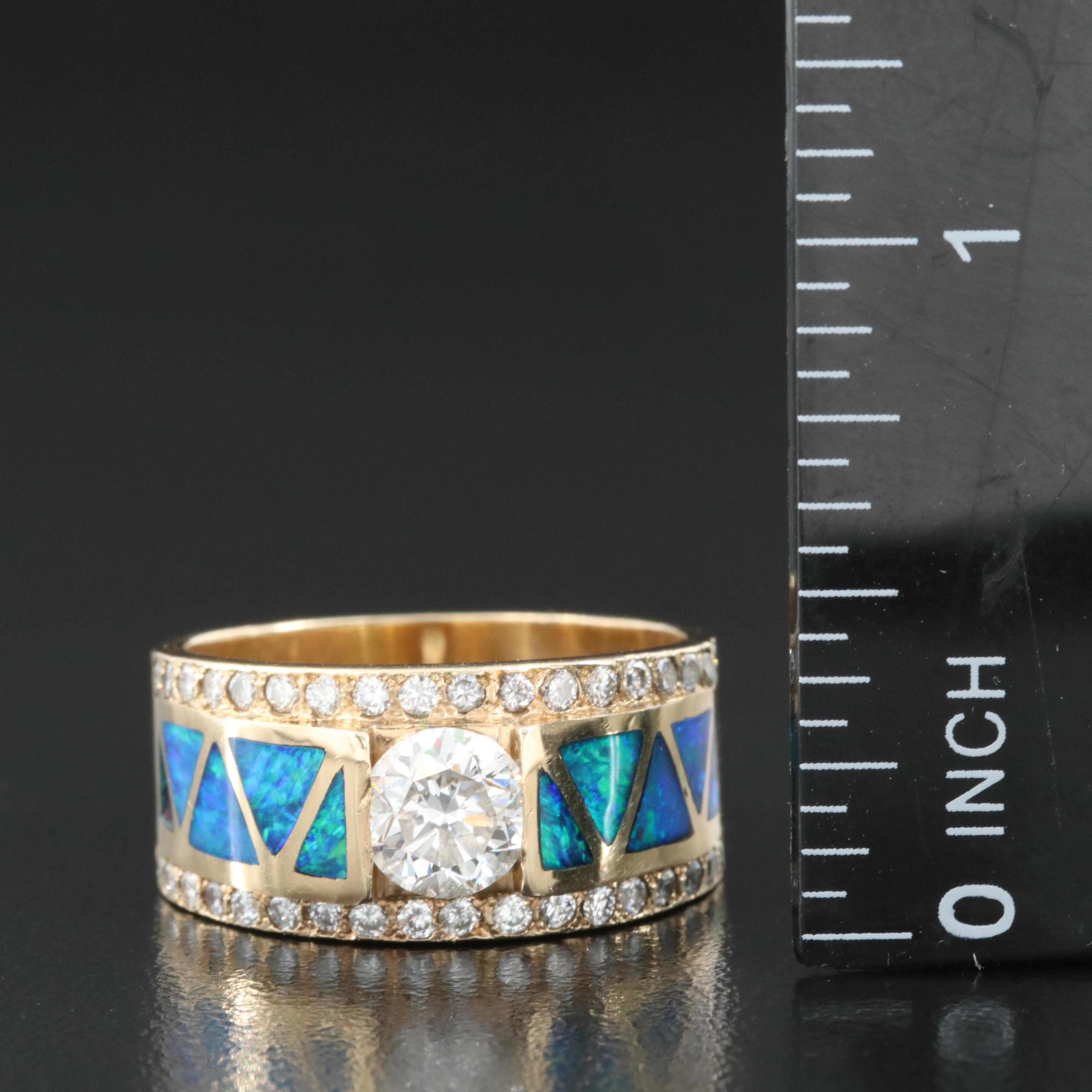 14K 1.58 CTW Diamond Ring with Opal Inlays | EBTH