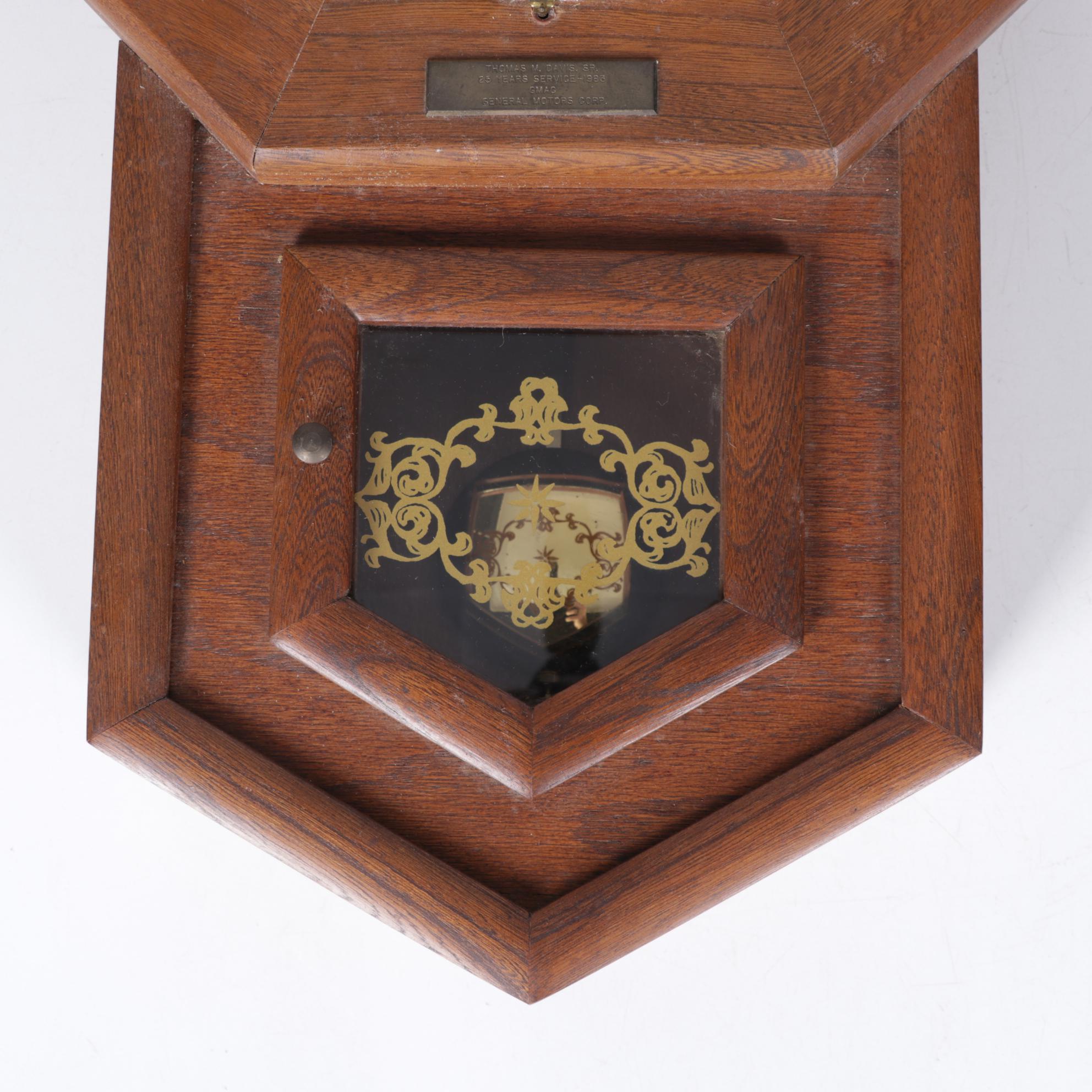 Hamilton "Head Master" Pendulum Wall Clock With Pair of Watercolor Paintings