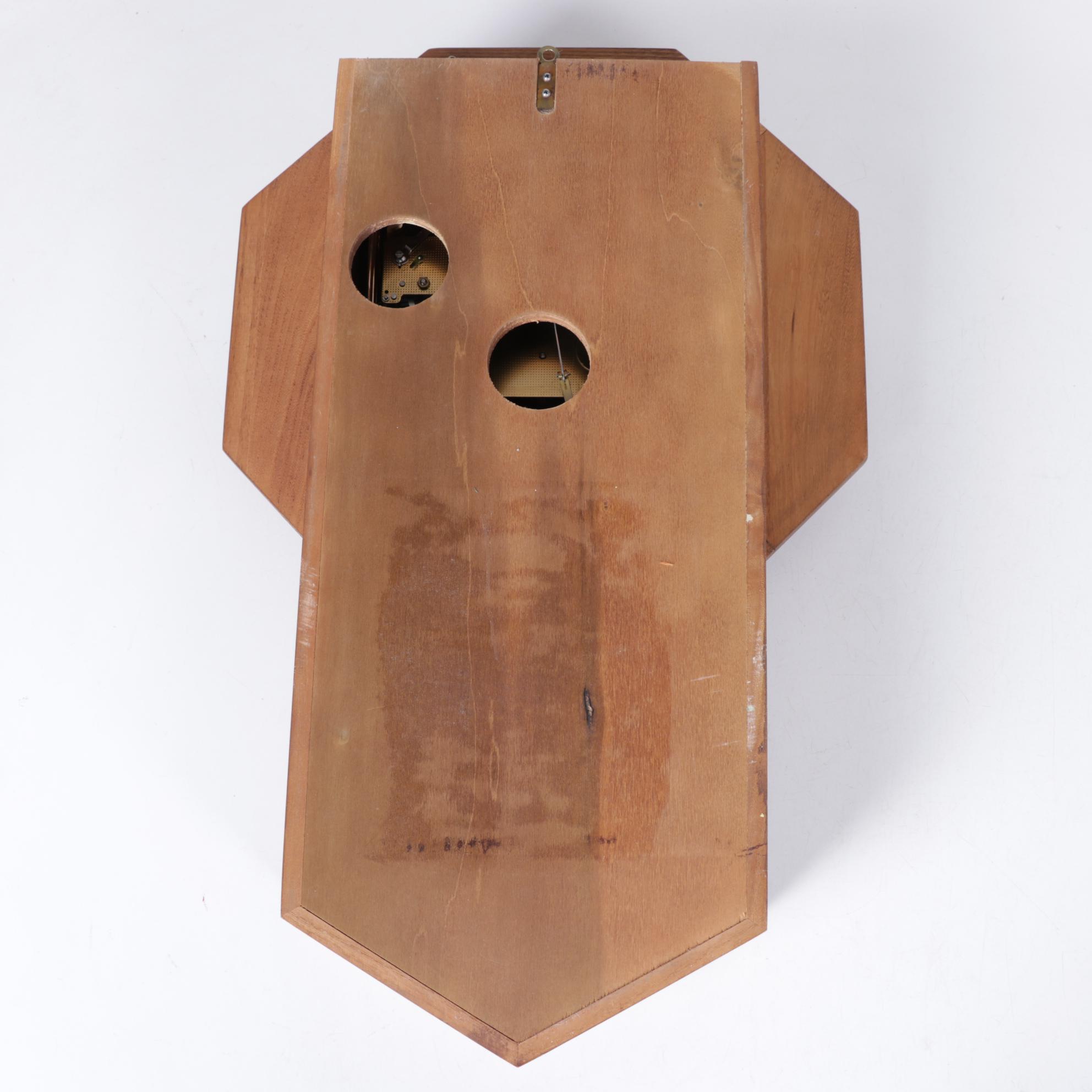 Hamilton "Head Master" Pendulum Wall Clock With Pair of Watercolor Paintings