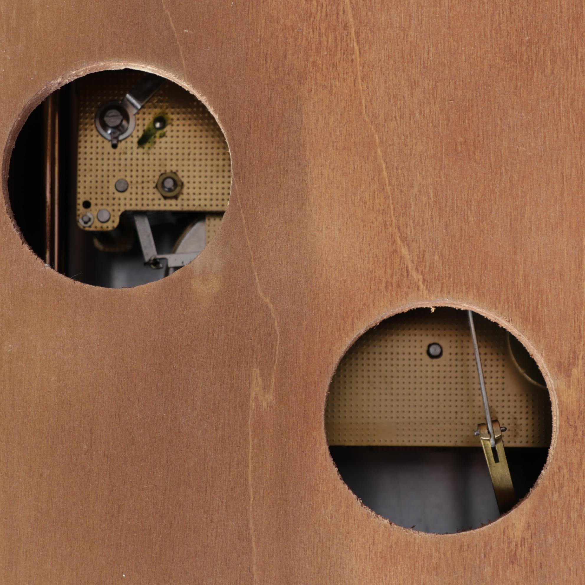 Hamilton "Head Master" Pendulum Wall Clock With Pair of Watercolor Paintings