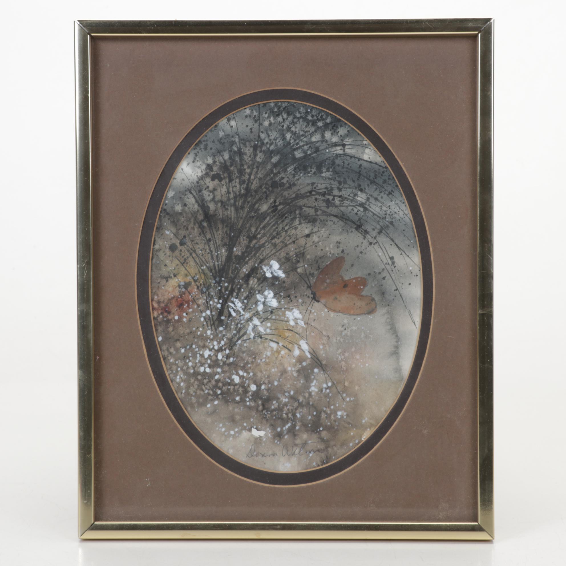 Hamilton "Head Master" Pendulum Wall Clock With Pair of Watercolor Paintings