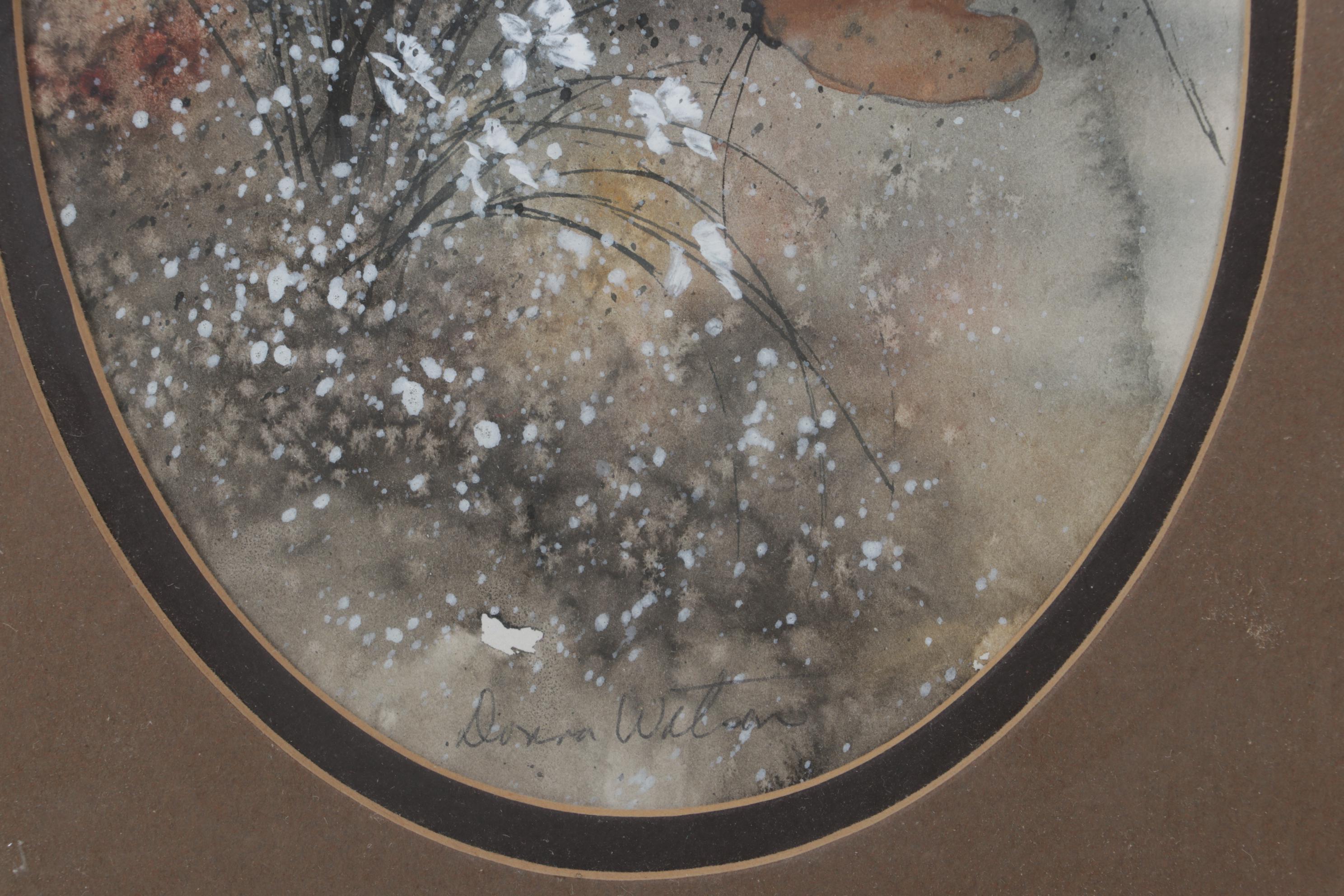 Hamilton "Head Master" Pendulum Wall Clock With Pair of Watercolor Paintings