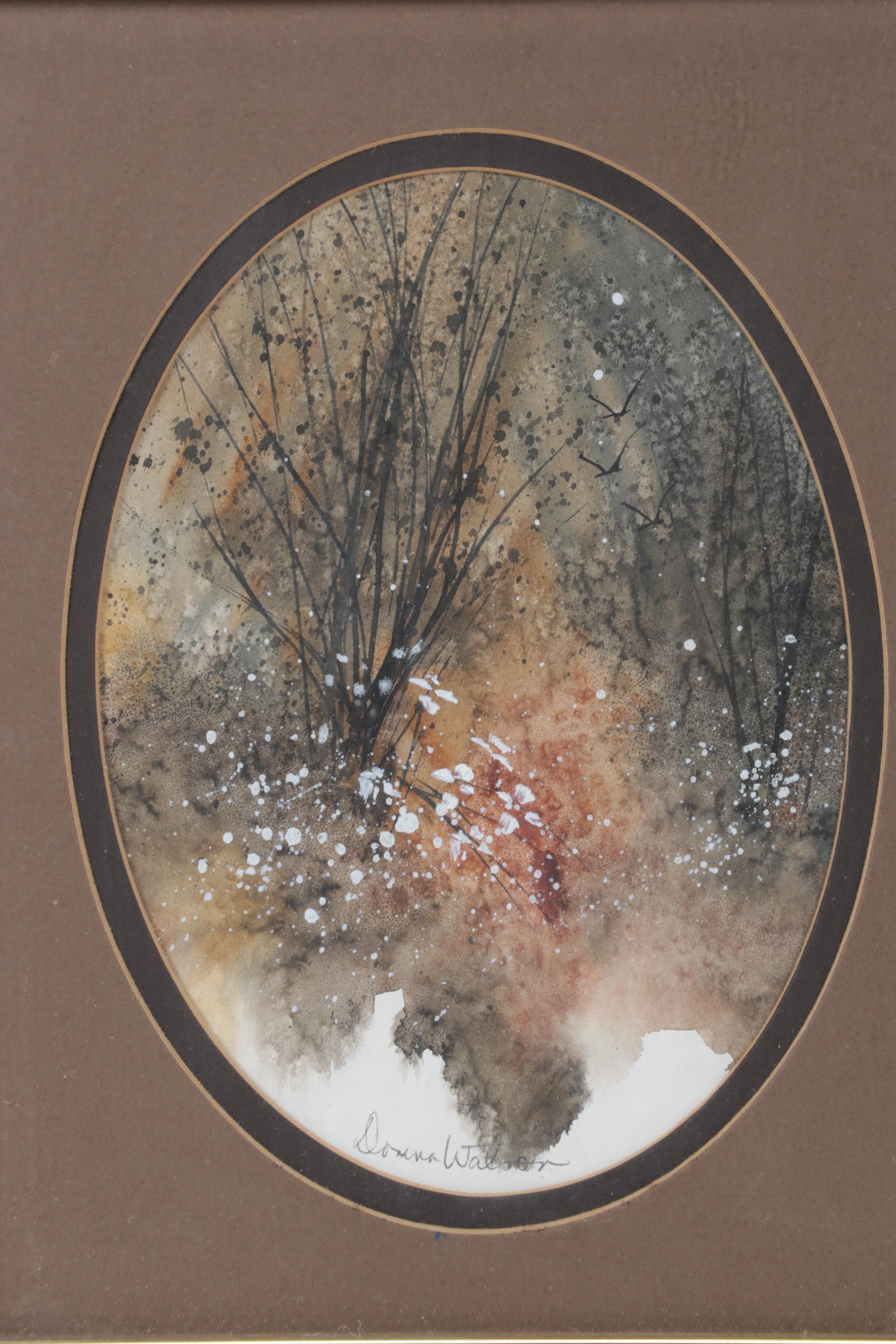 Hamilton "Head Master" Pendulum Wall Clock With Pair of Watercolor Paintings