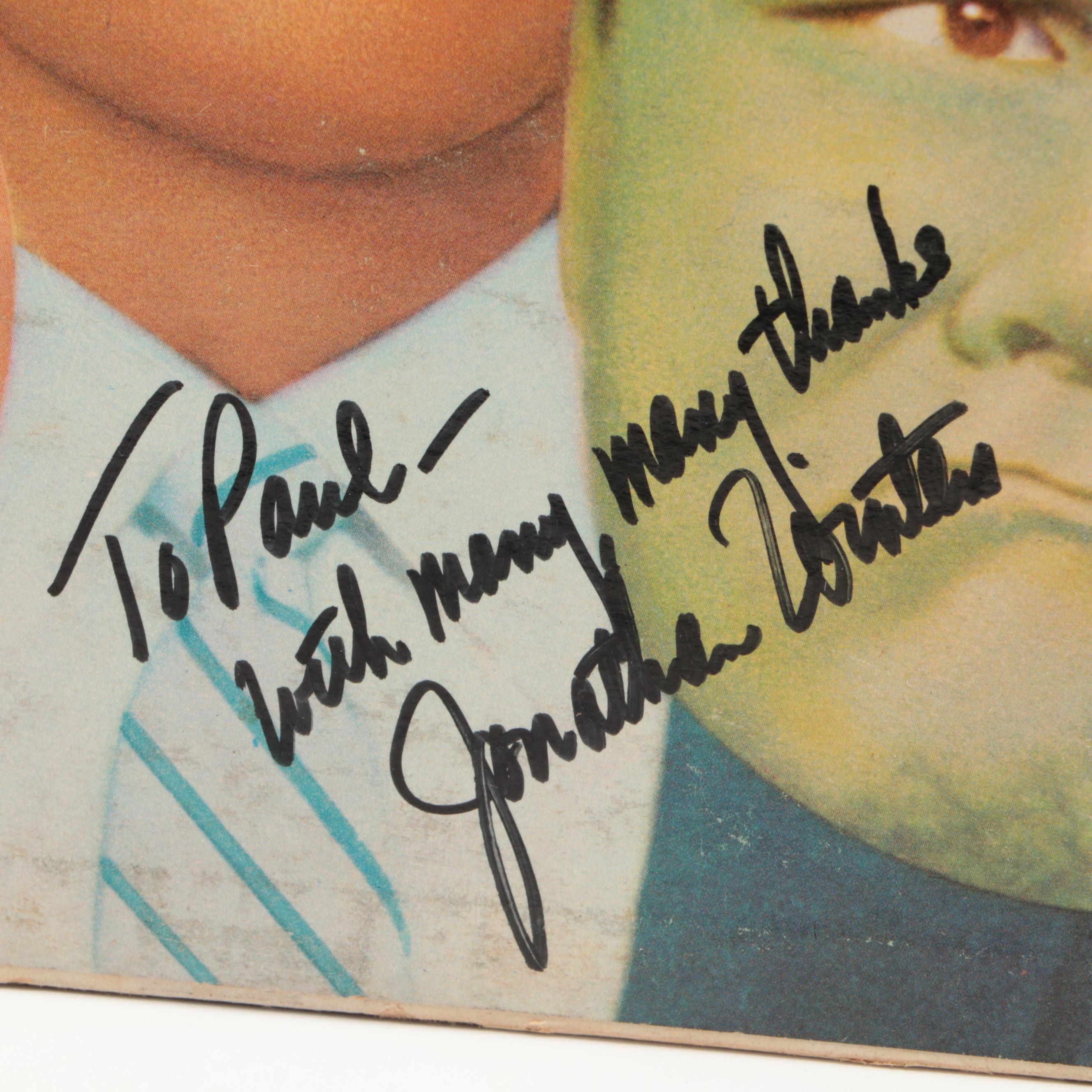 Johnny Carson and Jonathan Winters Autographed Record and Headshot