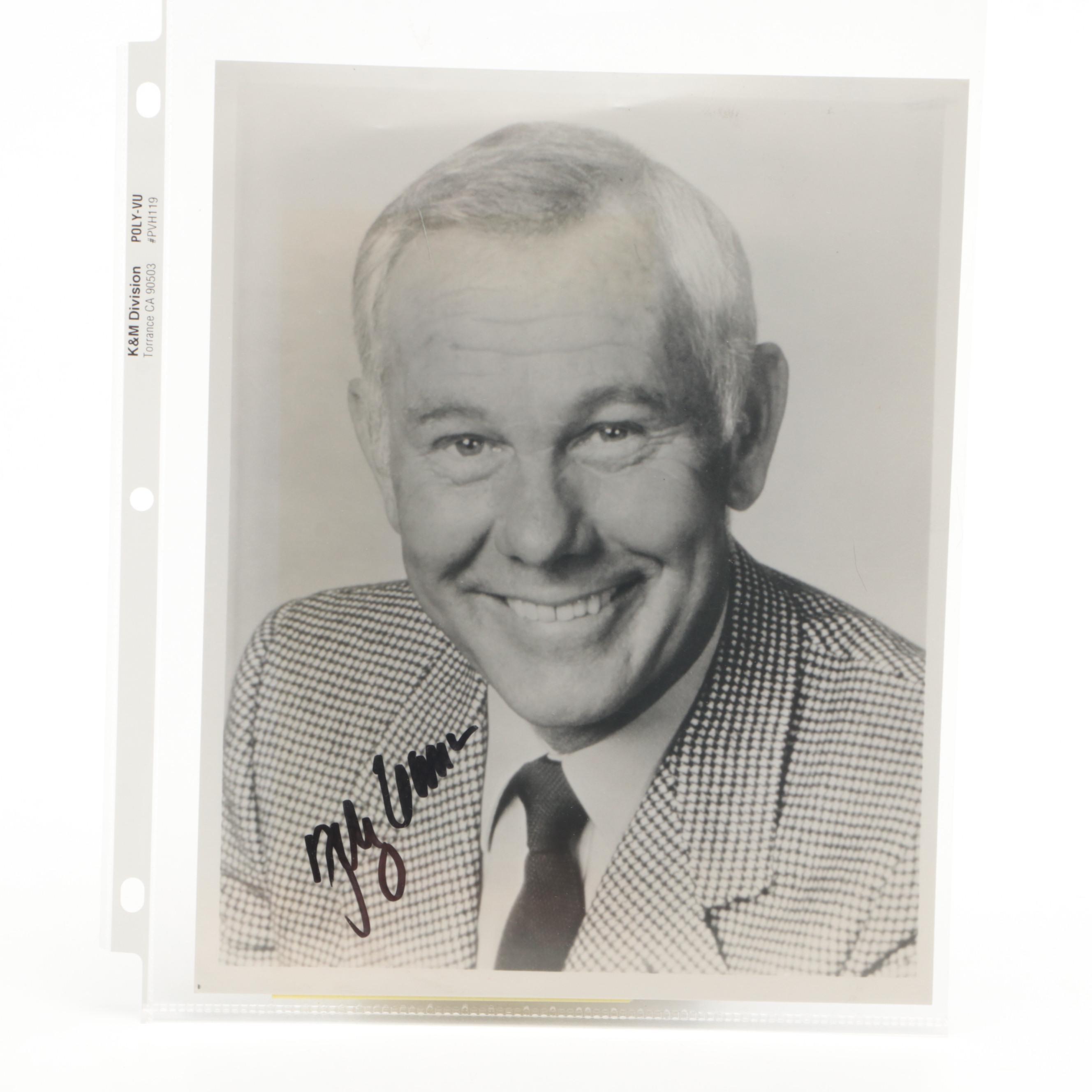 Johnny Carson and Jonathan Winters Autographed Record and Headshot