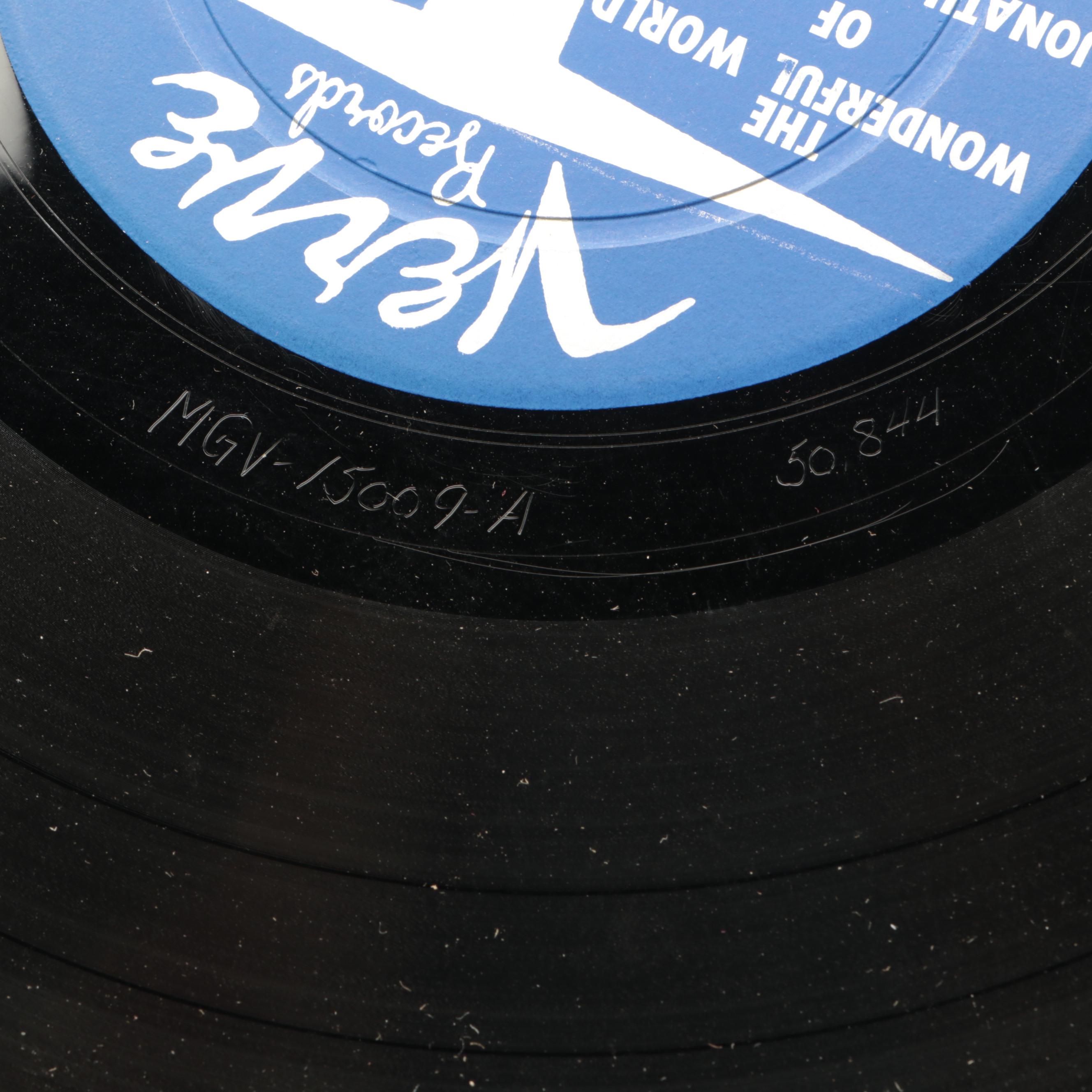 Johnny Carson and Jonathan Winters Autographed Record and Headshot