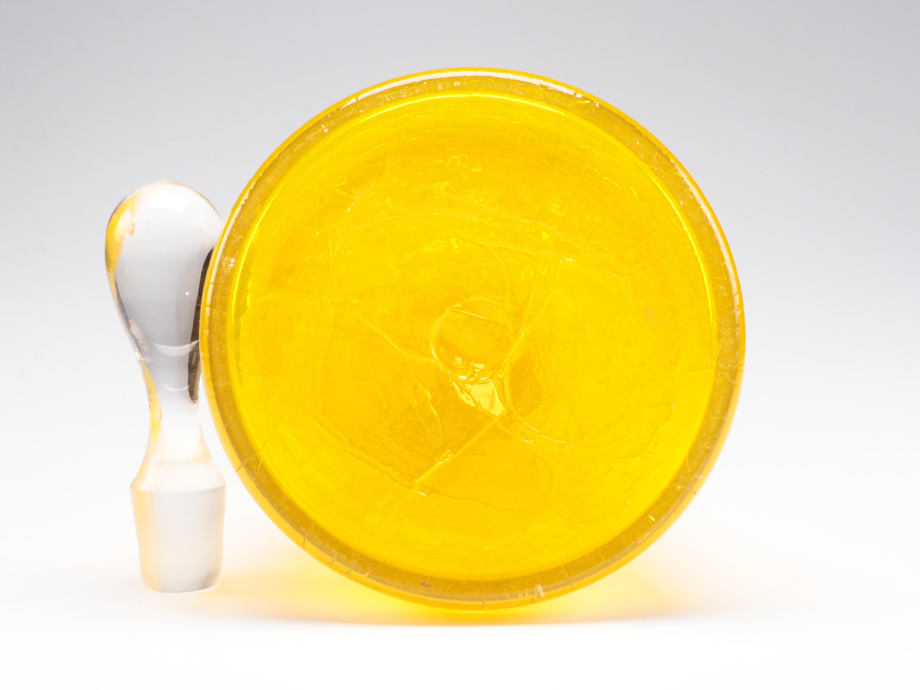 Blenko Crackle Glass Decanter with Stopper