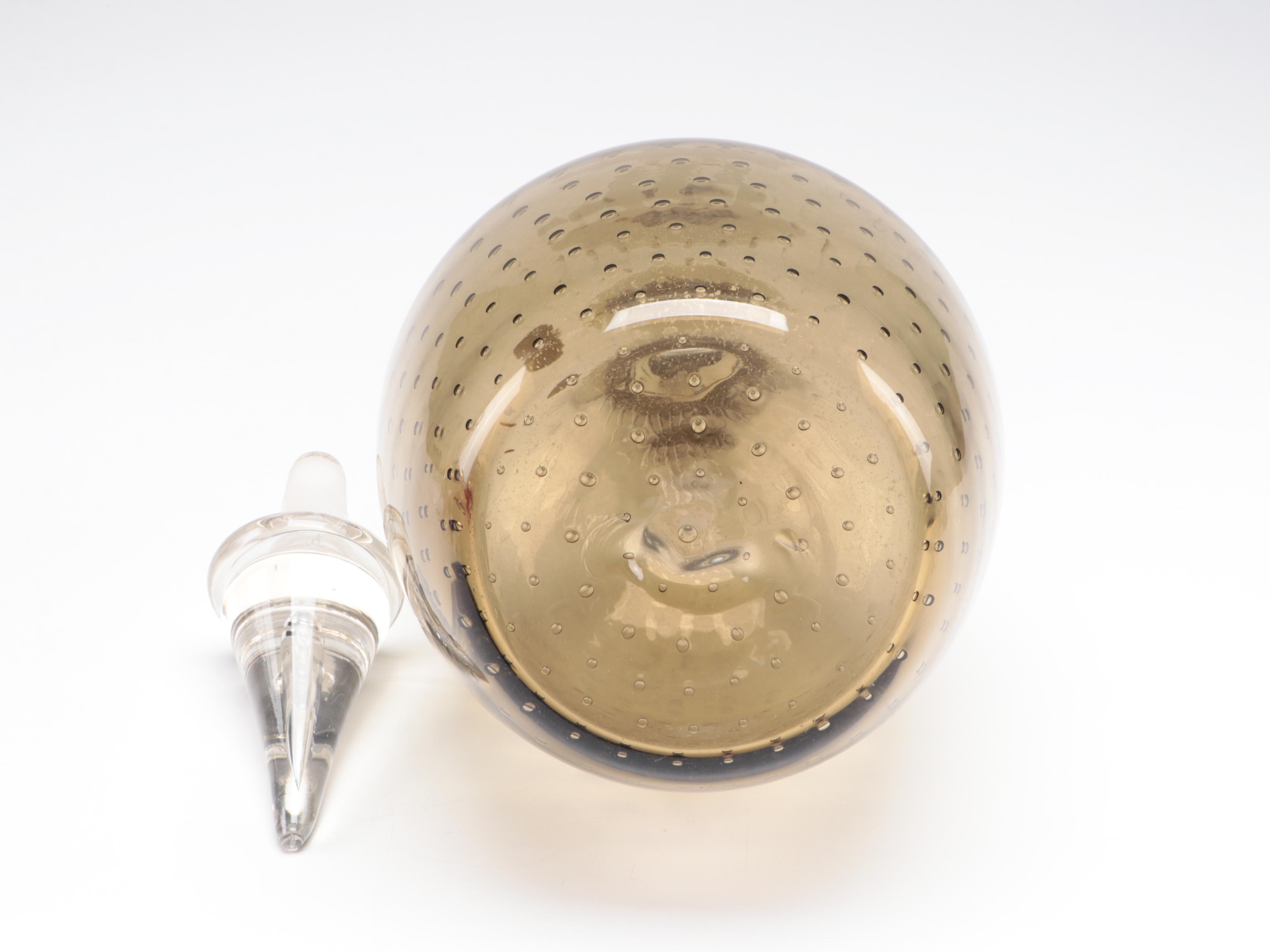 King Handmade Controlled Bubble Glass Decanter with Stopper