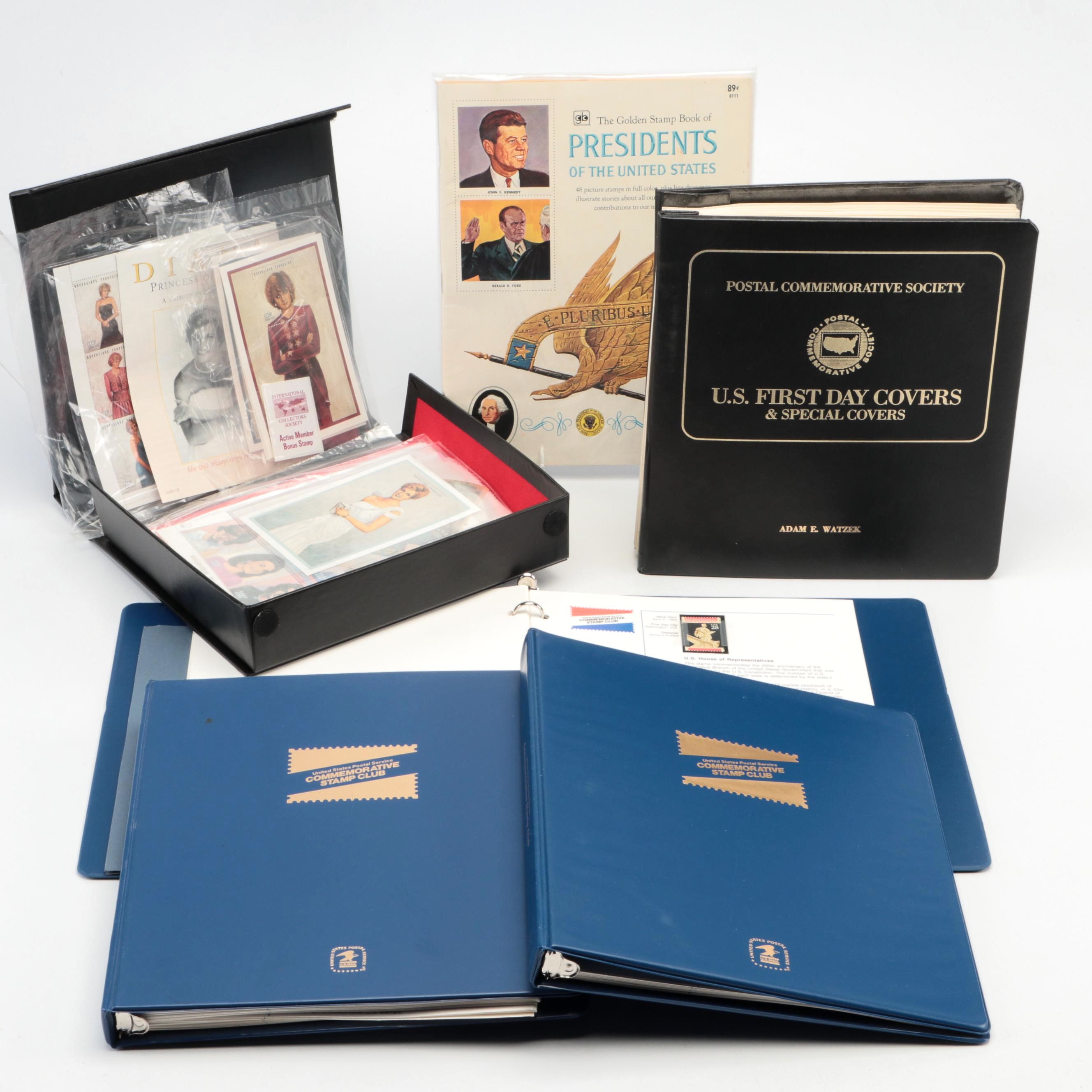 Princess Diana, Presidential, Baseball, and More Themed Postal Stamps with Books