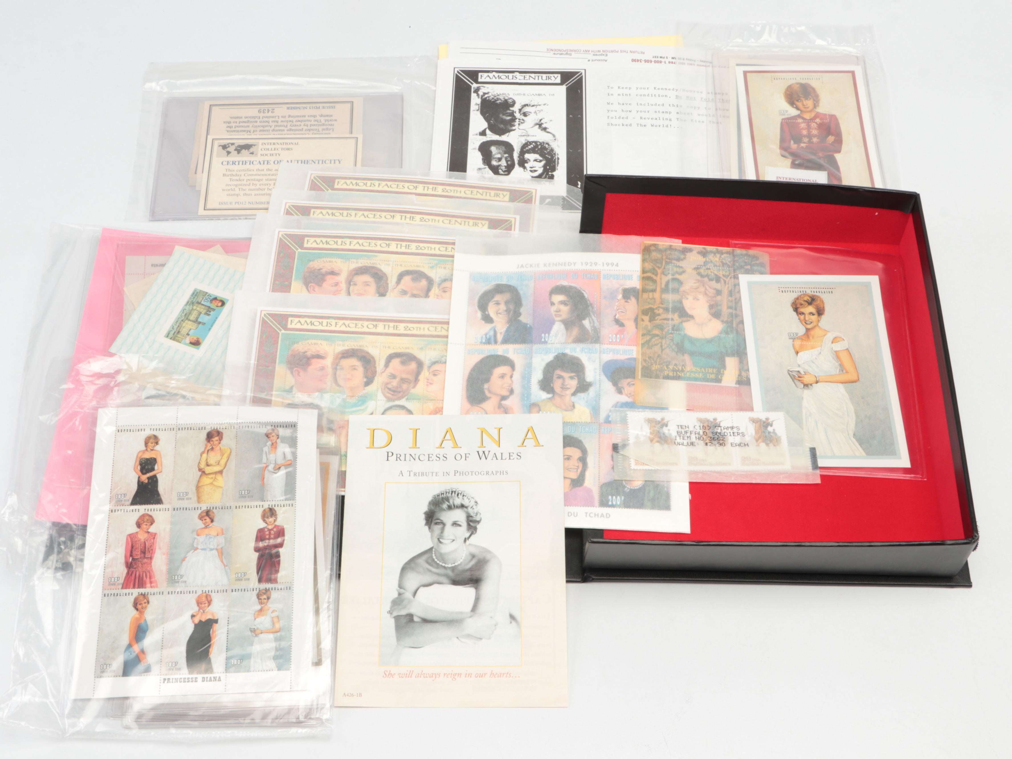 Princess Diana, Presidential, Baseball, and More Themed Postal Stamps with Books