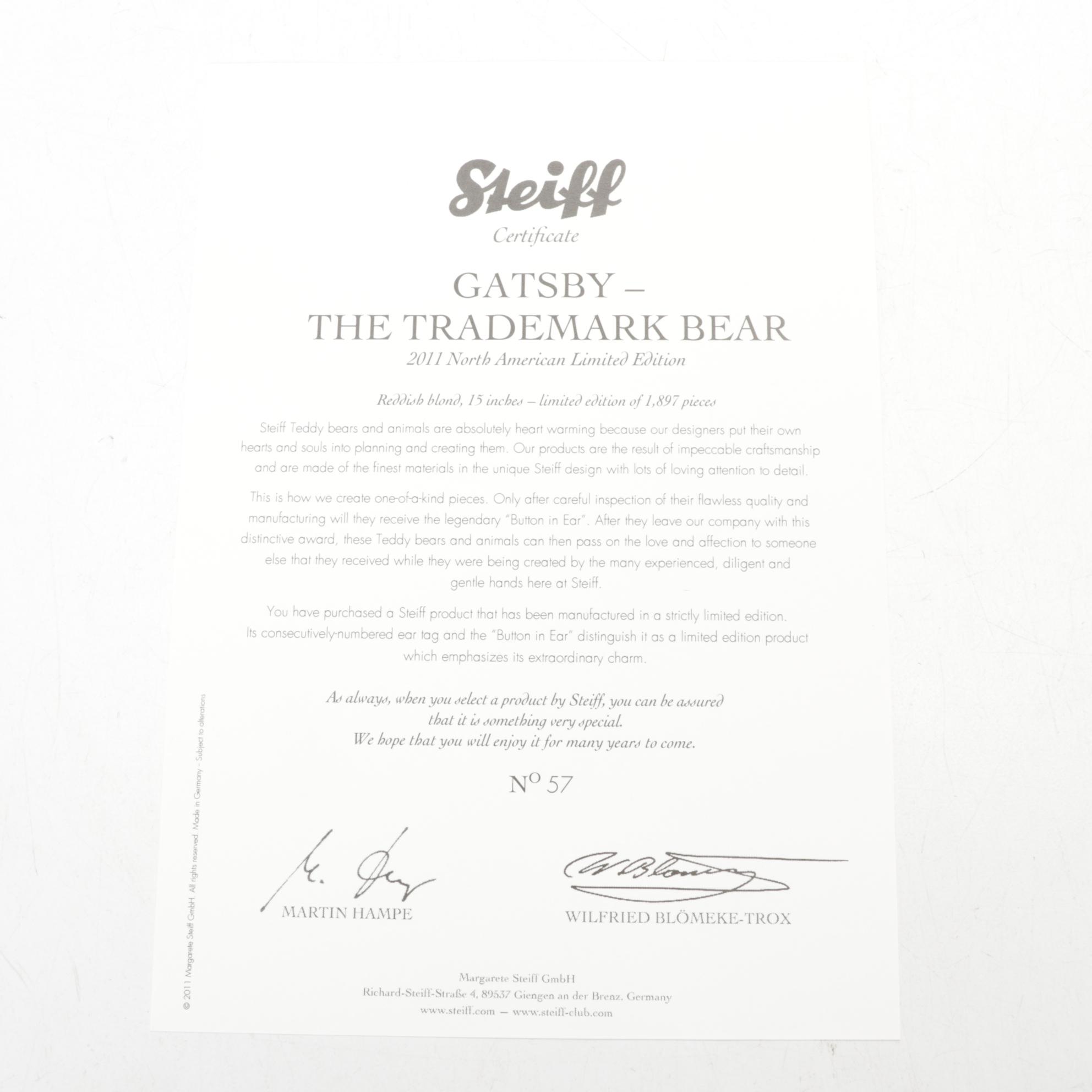 Steiff Limited Edition Growler Bears Featuring "Leopold", "Alexander", and More