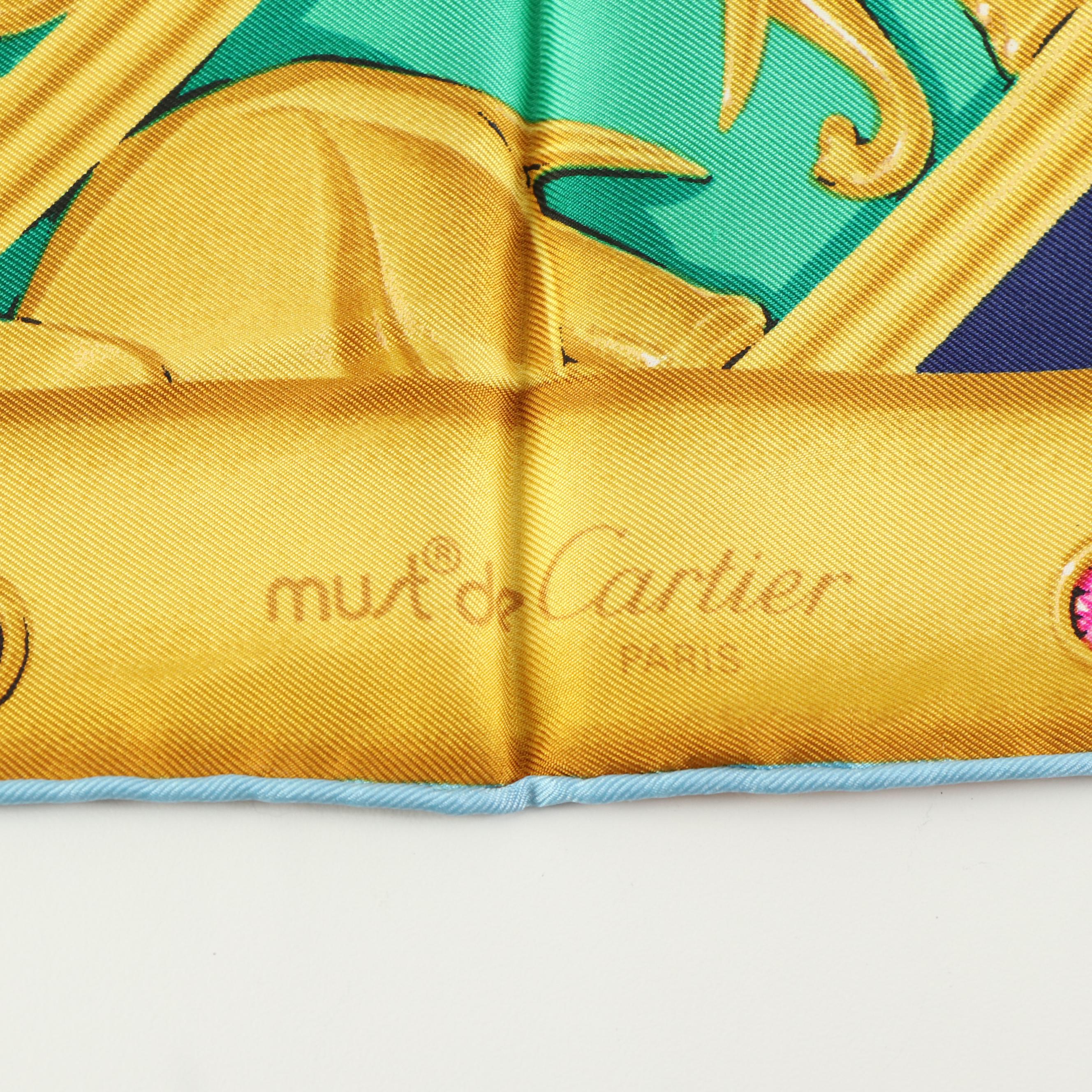 Cartier Must de Cartier Elephant Motif Scarf in Silk Twill