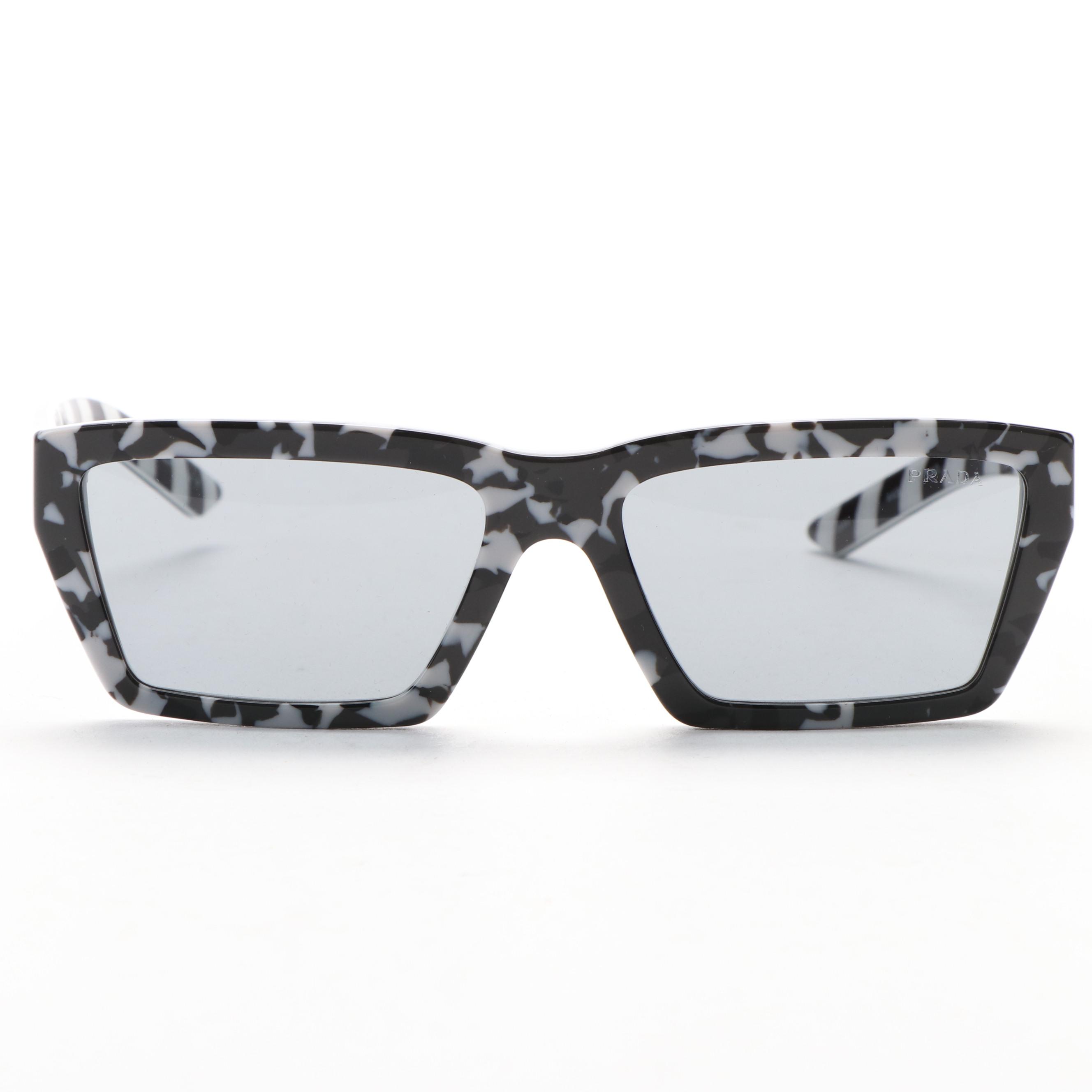 Prada SPR04V Rectangular Camouflage Black Sunglasses with Case and Box