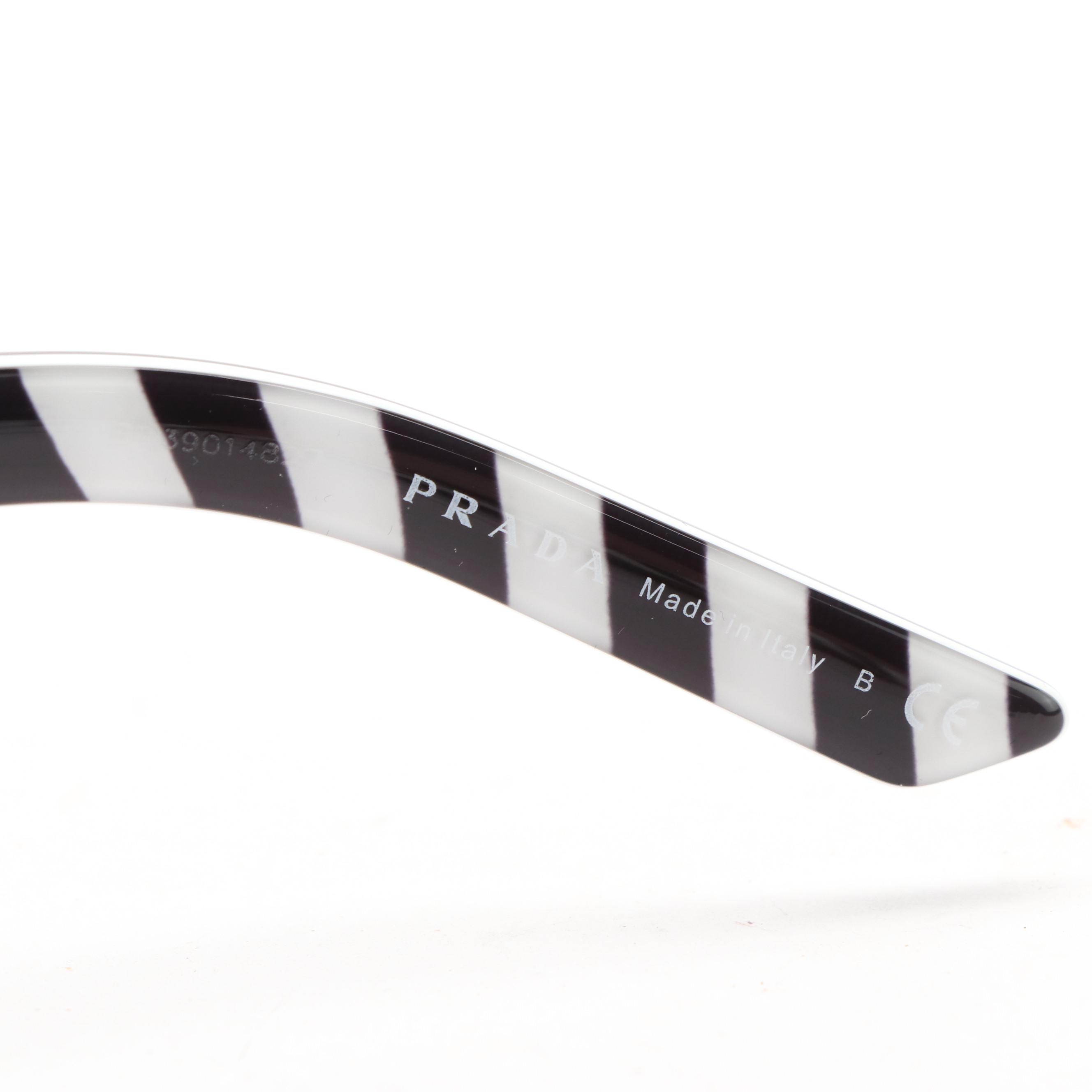 Prada SPR04V Rectangular Camouflage Black Sunglasses with Case and Box