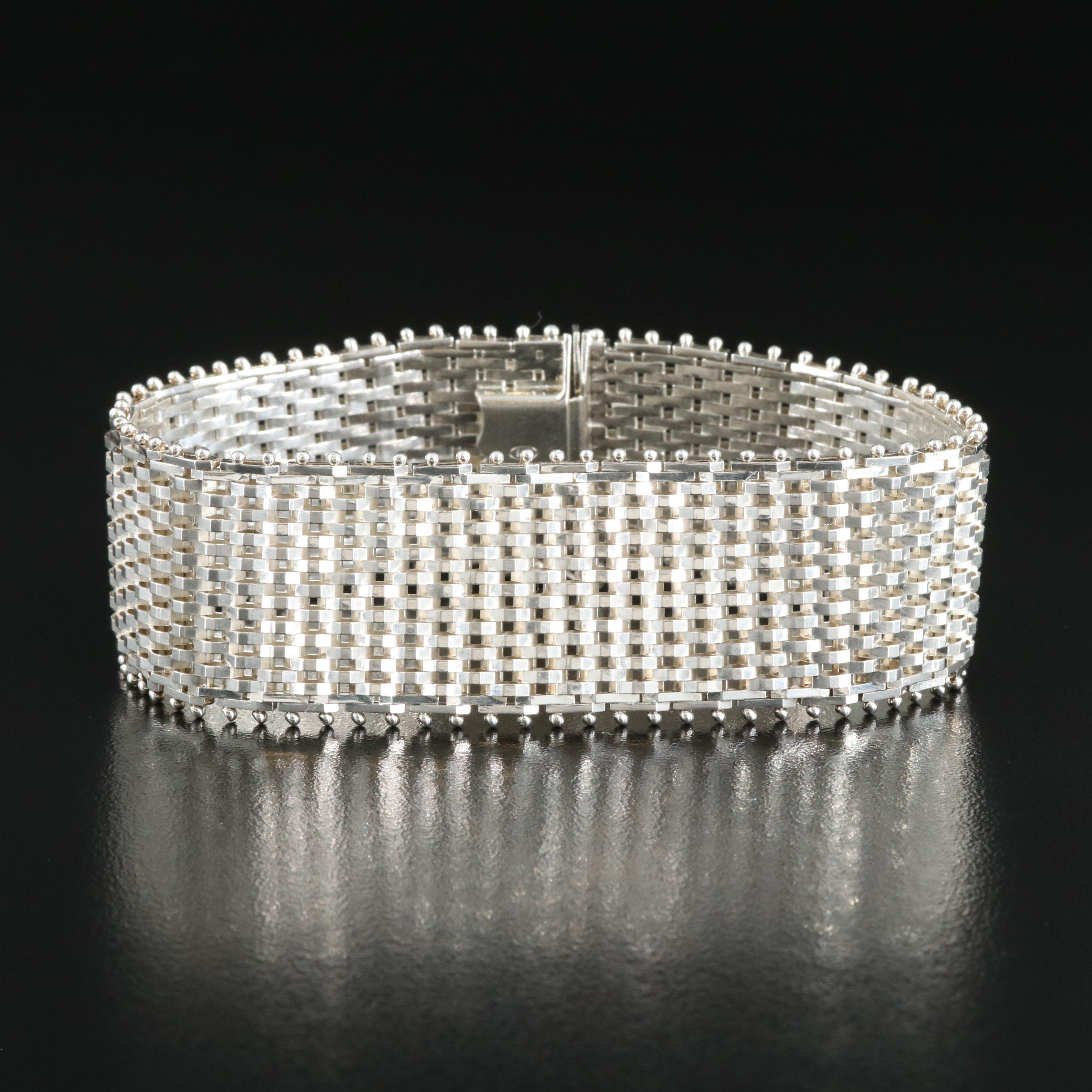 Italian Sterling Wide Riccio Strap Bracelet