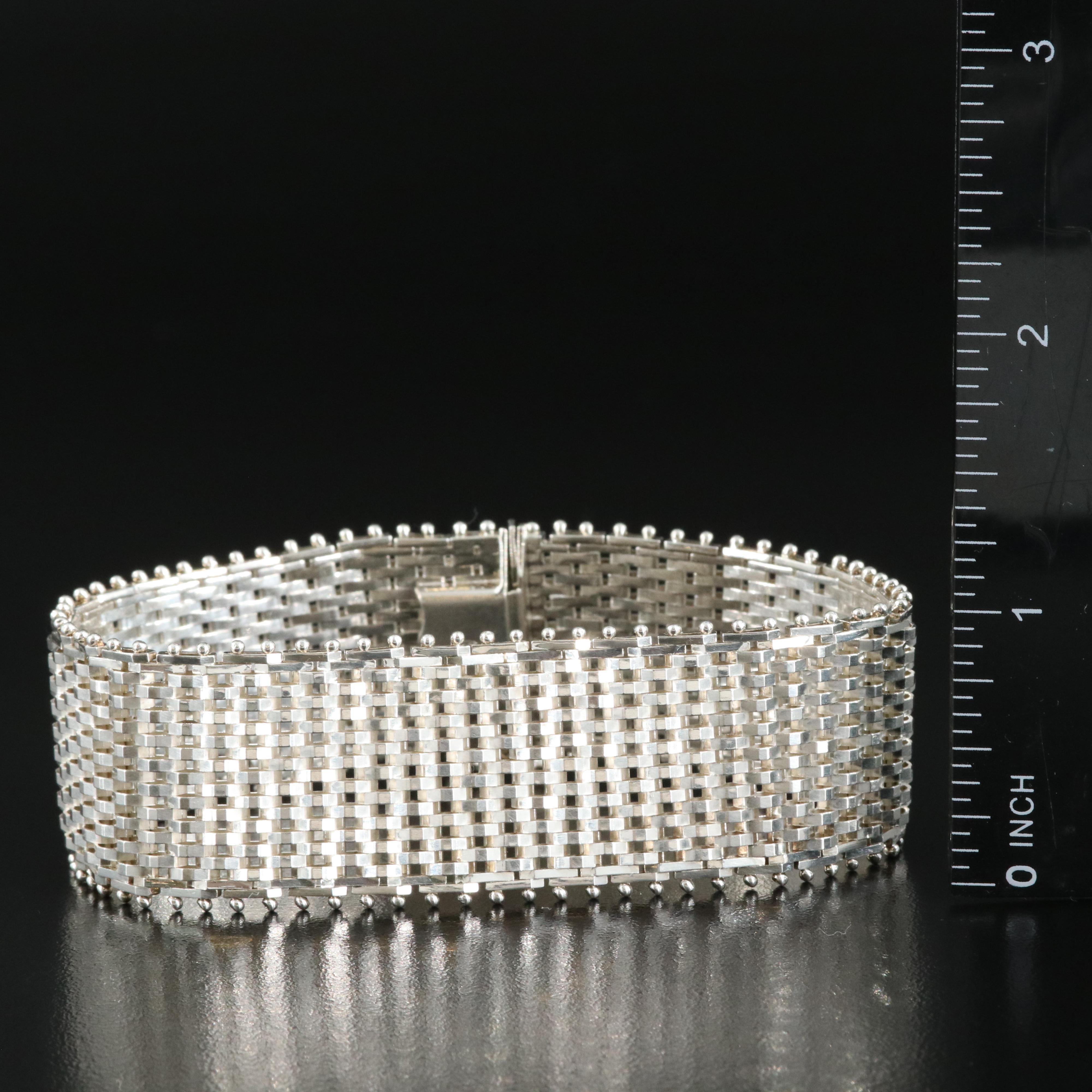 Italian Sterling Wide Riccio Strap Bracelet