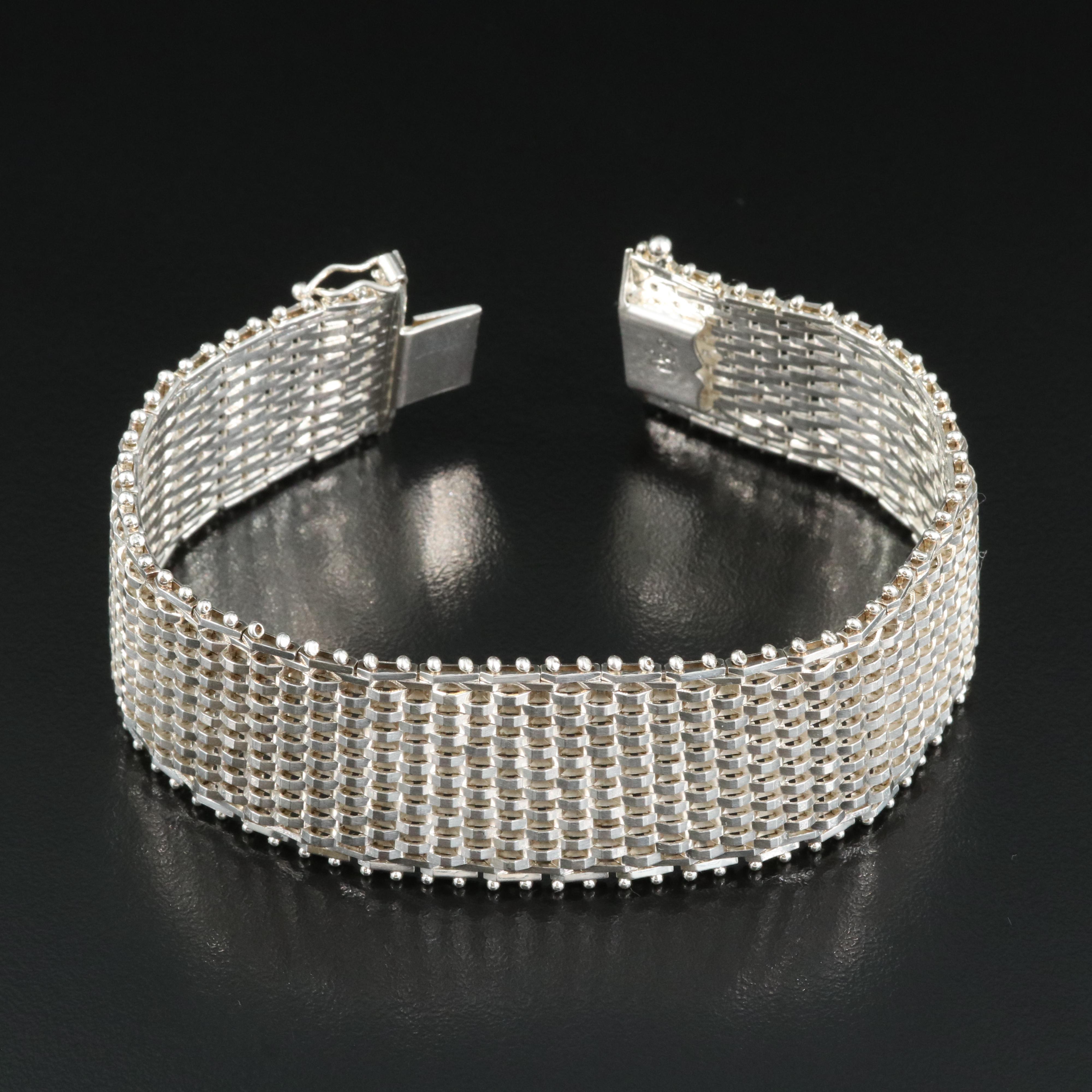 Italian Sterling Wide Riccio Strap Bracelet