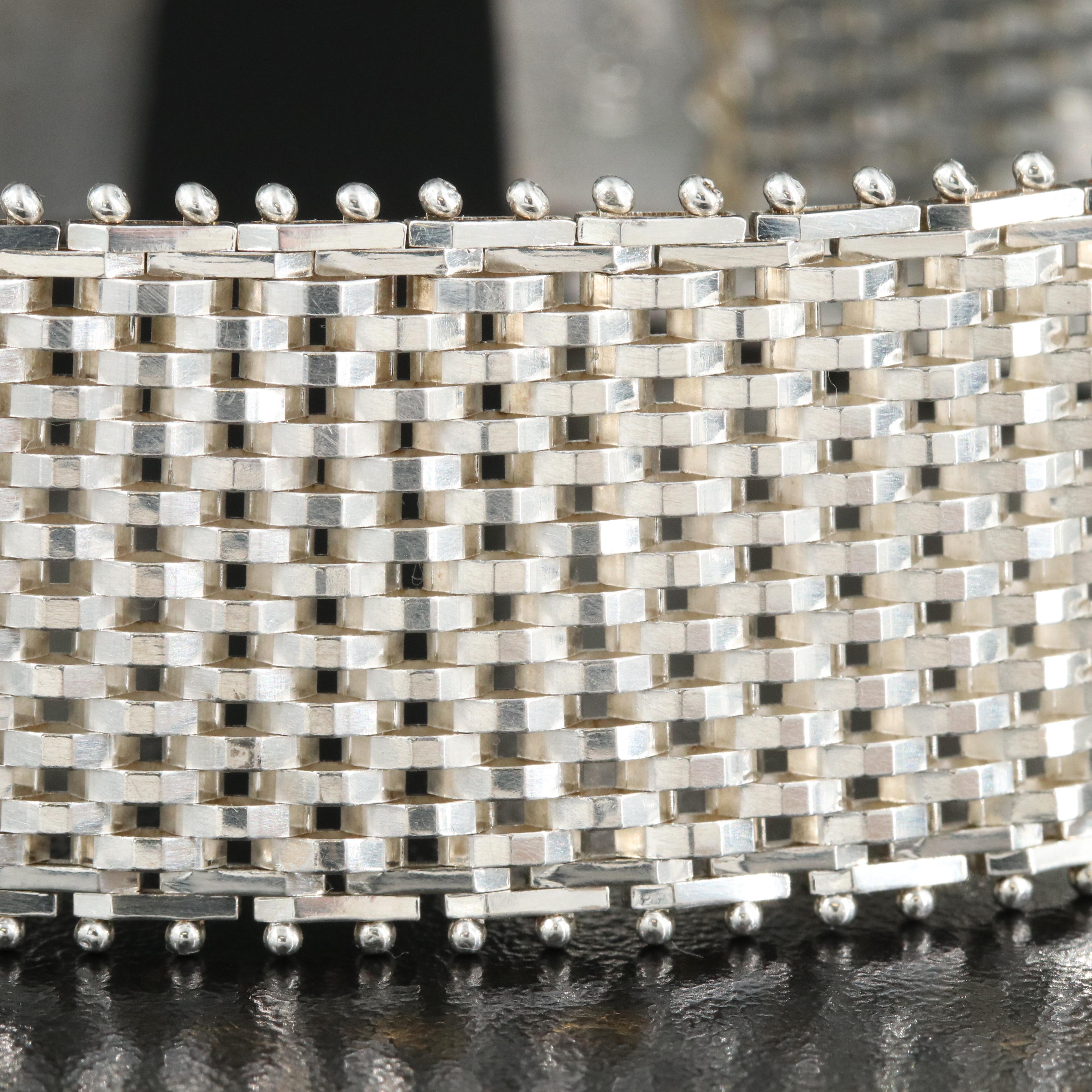 Italian Sterling Wide Riccio Strap Bracelet