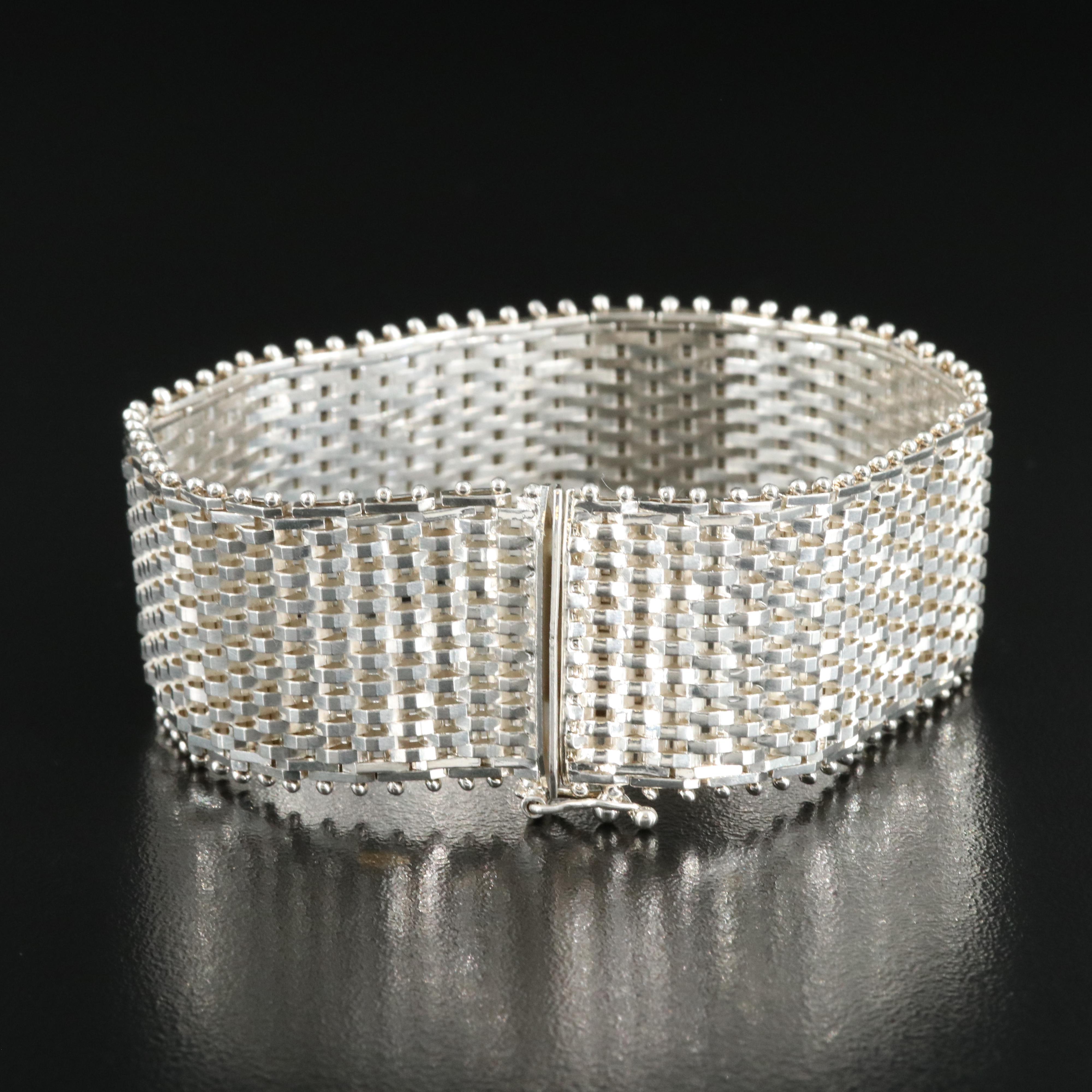Italian Sterling Wide Riccio Strap Bracelet