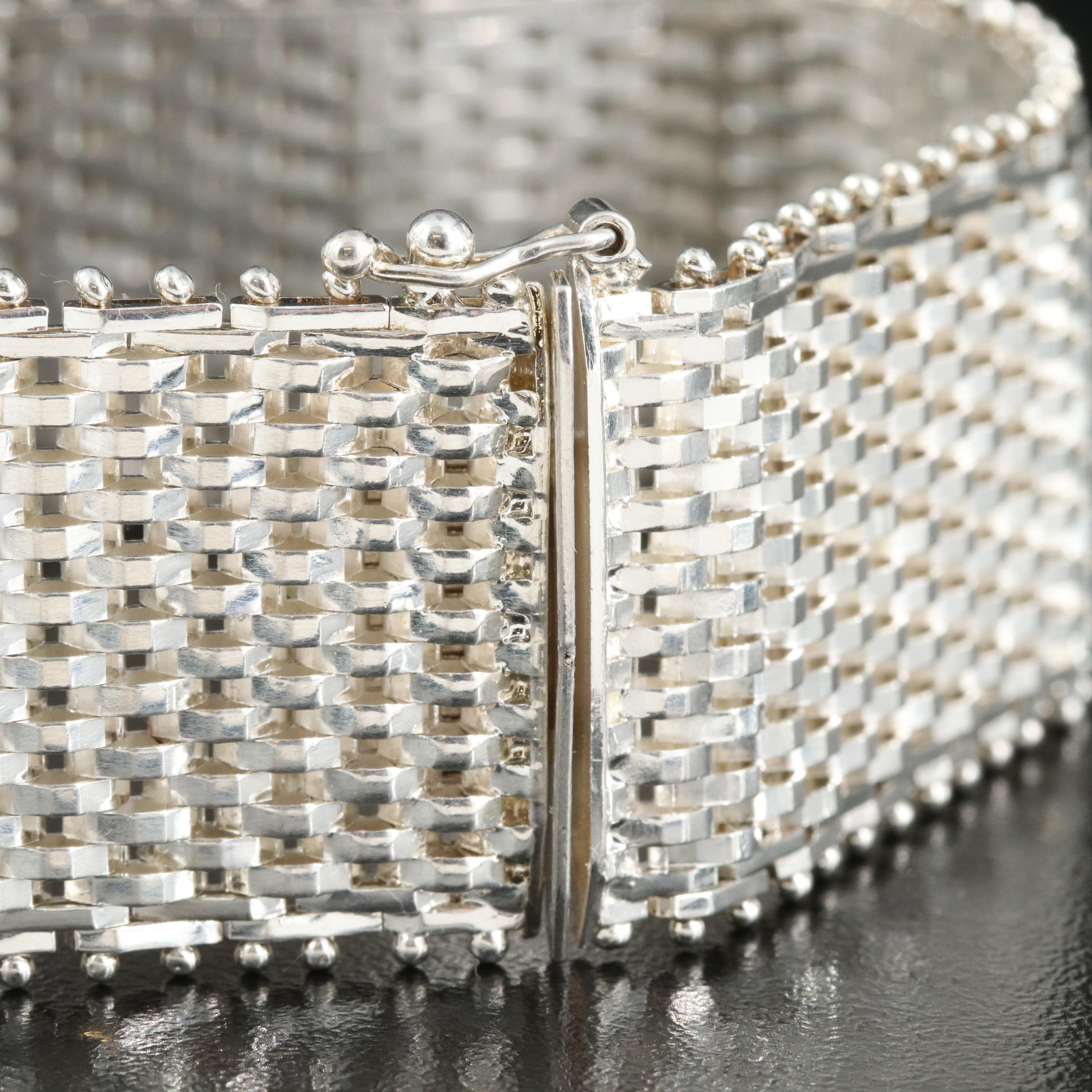 Italian Sterling Wide Riccio Strap Bracelet