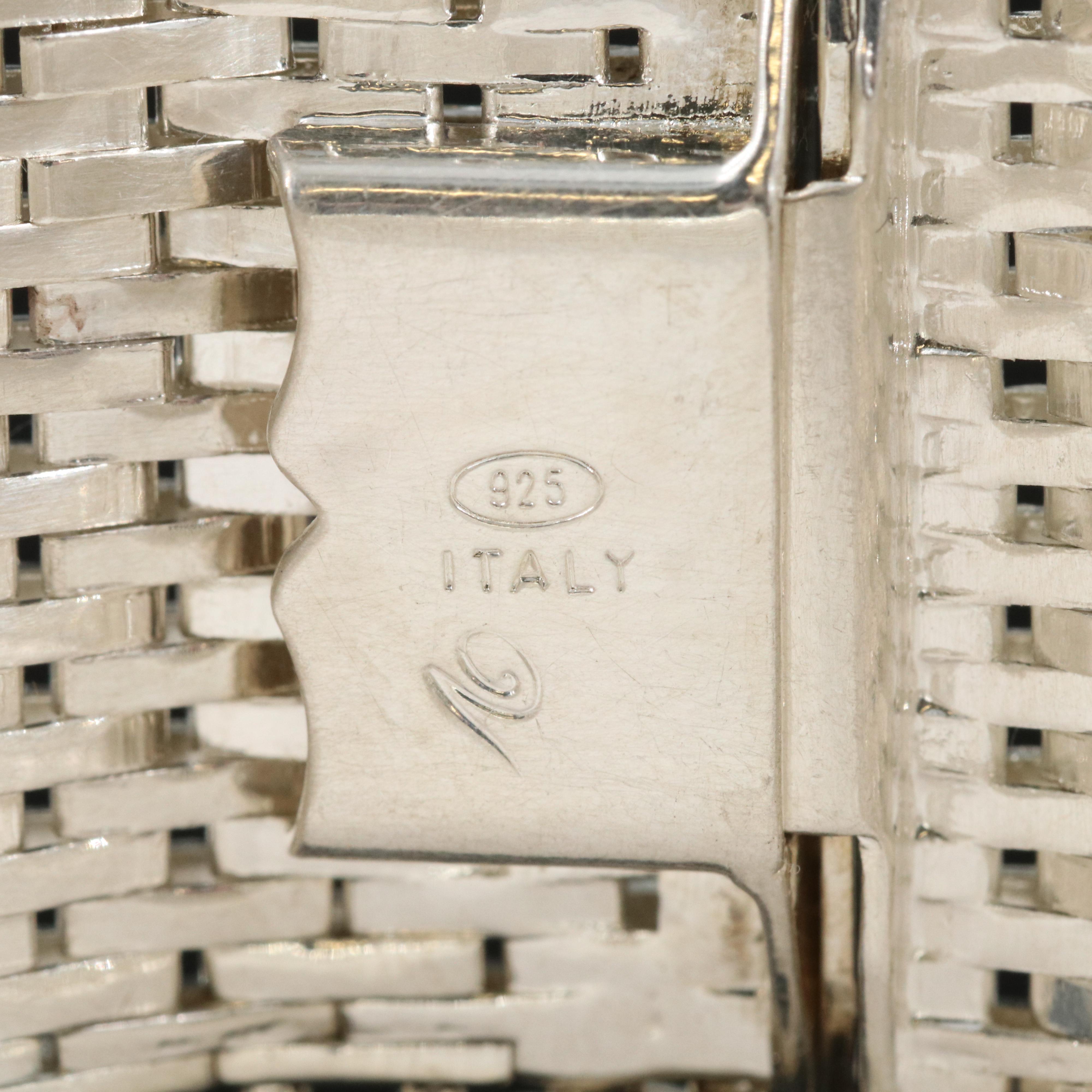 Italian Sterling Wide Riccio Strap Bracelet