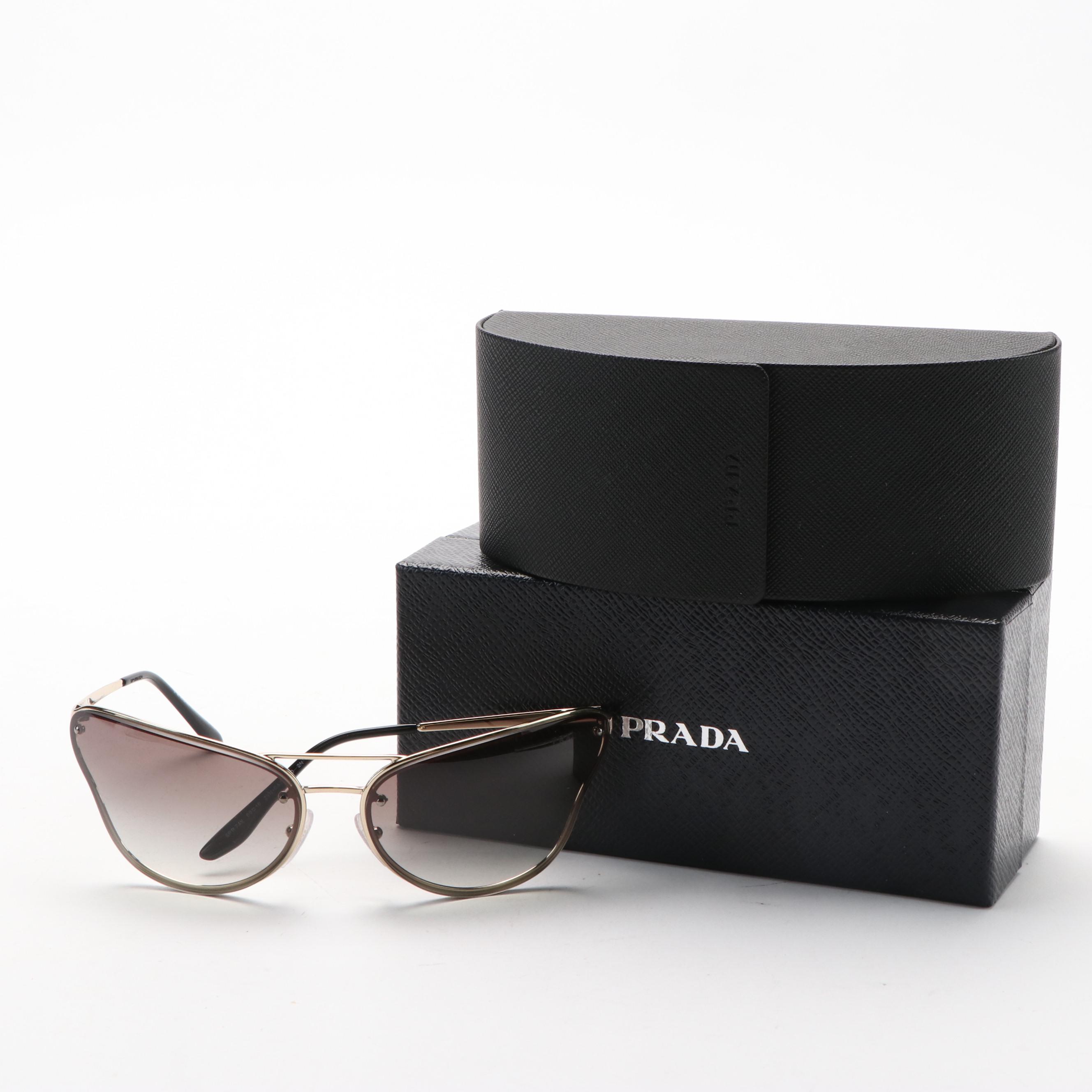 Prada SPR74V Pale Gold Butterfly Sunglasses with Case and Box