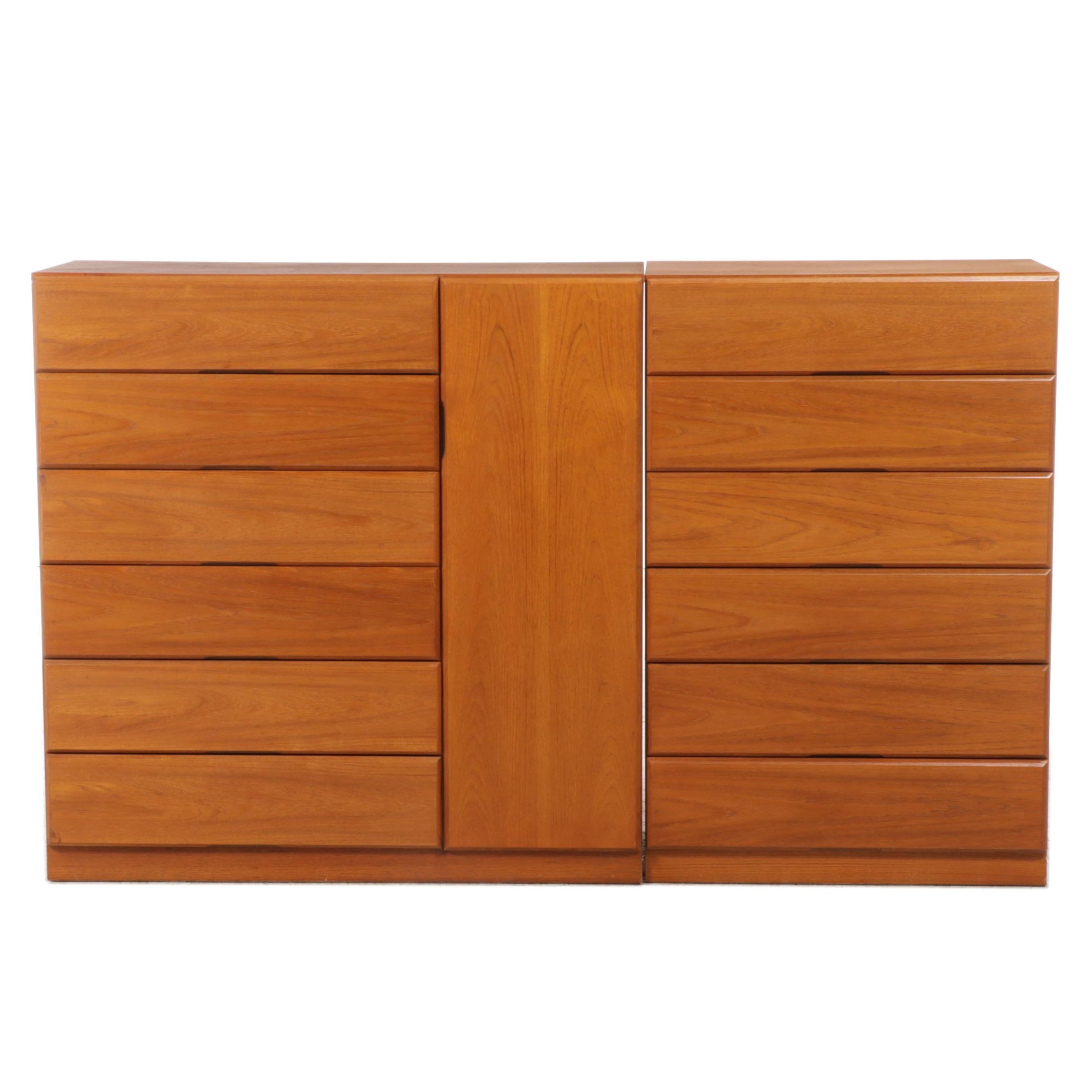 Scova by Dixie Danish Modern Style Teak Double Chest of Drawers
