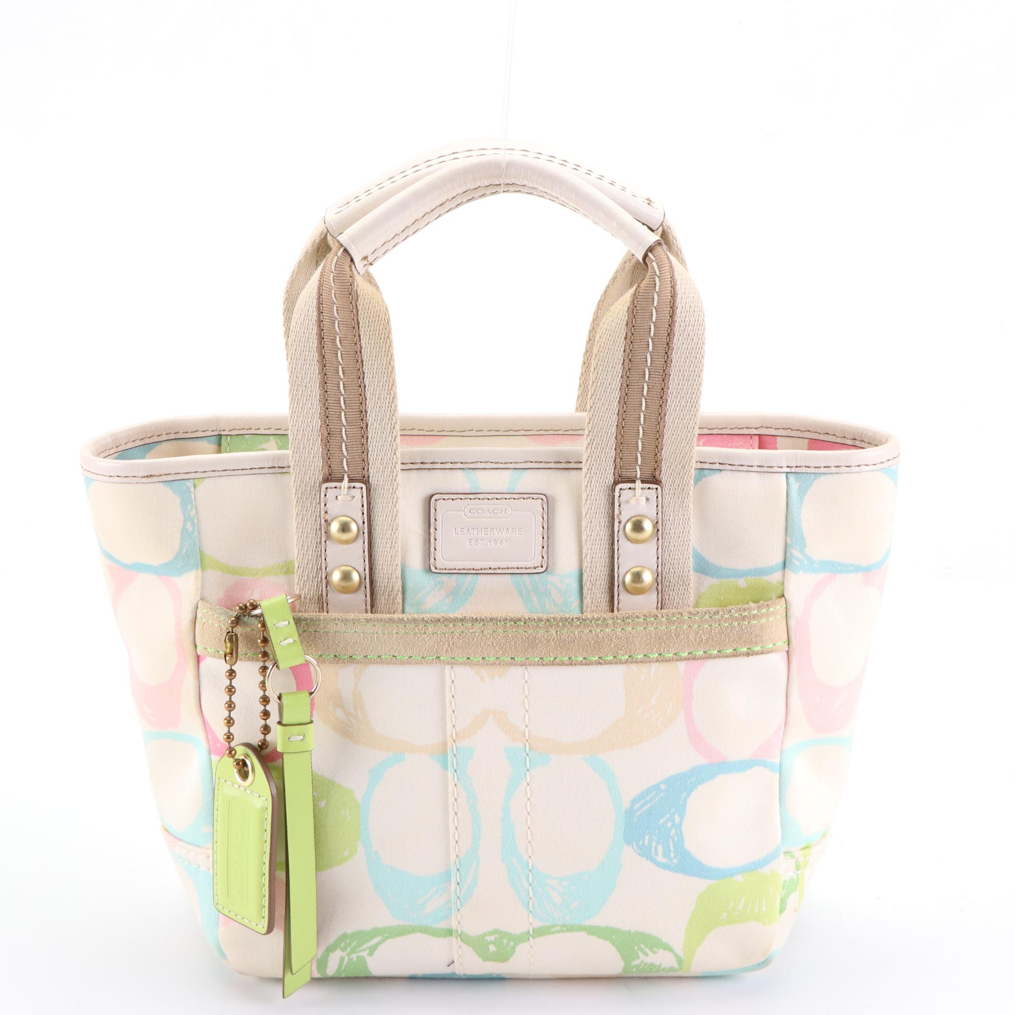 Coach Hampton Pastel Scribble Hand Bag with Removable Accessory Pouch