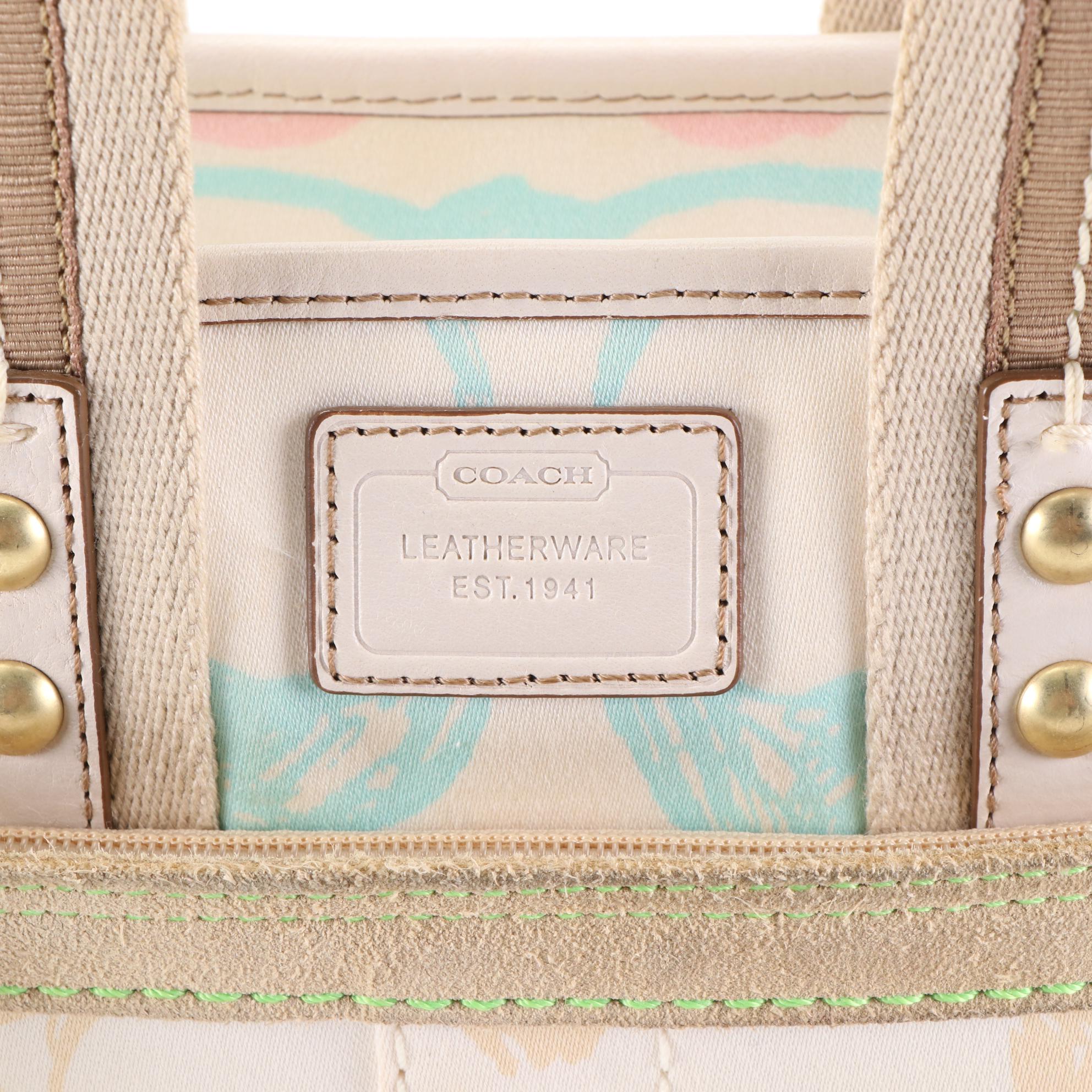 Coach Hampton Pastel Scribble Hand Bag with Removable Accessory Pouch